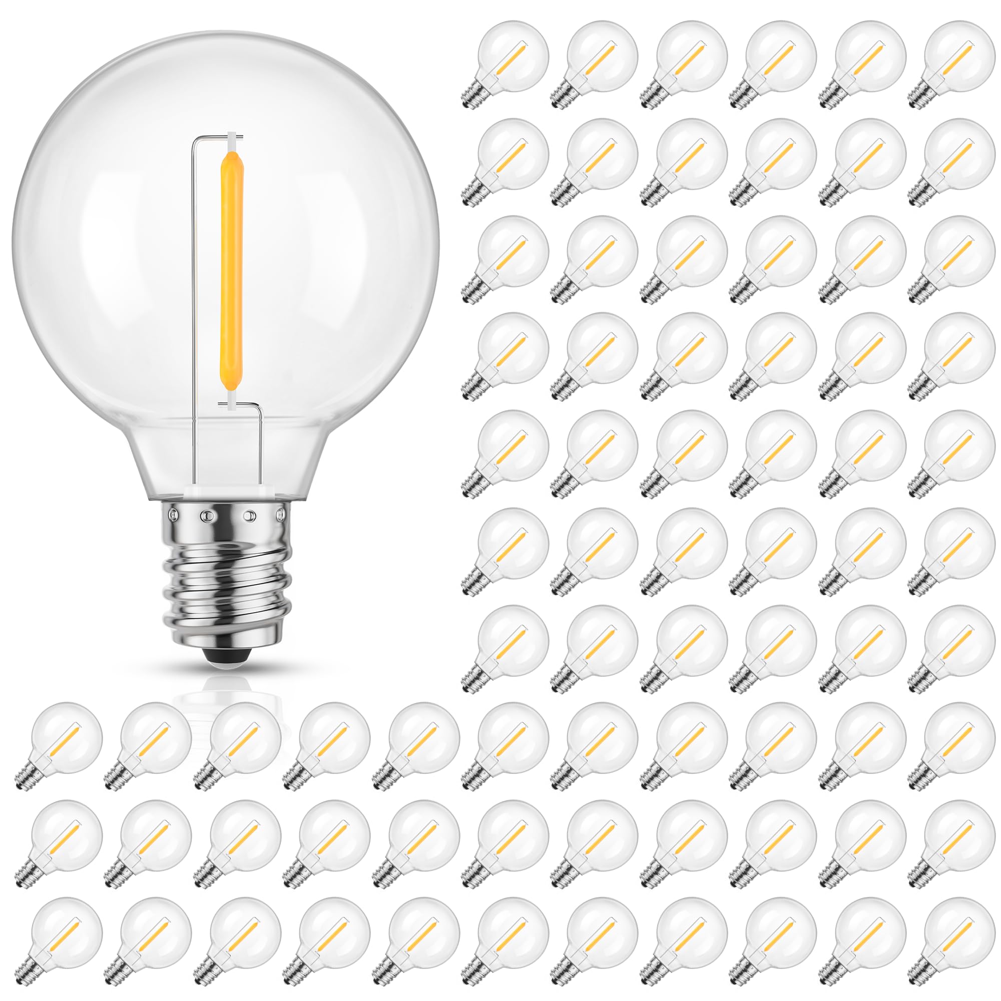 Mlambert G40 LED Replacement Bulbs, Dimmable E12 Base, Shatterproof, 75 Count, Warm White 2700K, Model G40E121W-27-