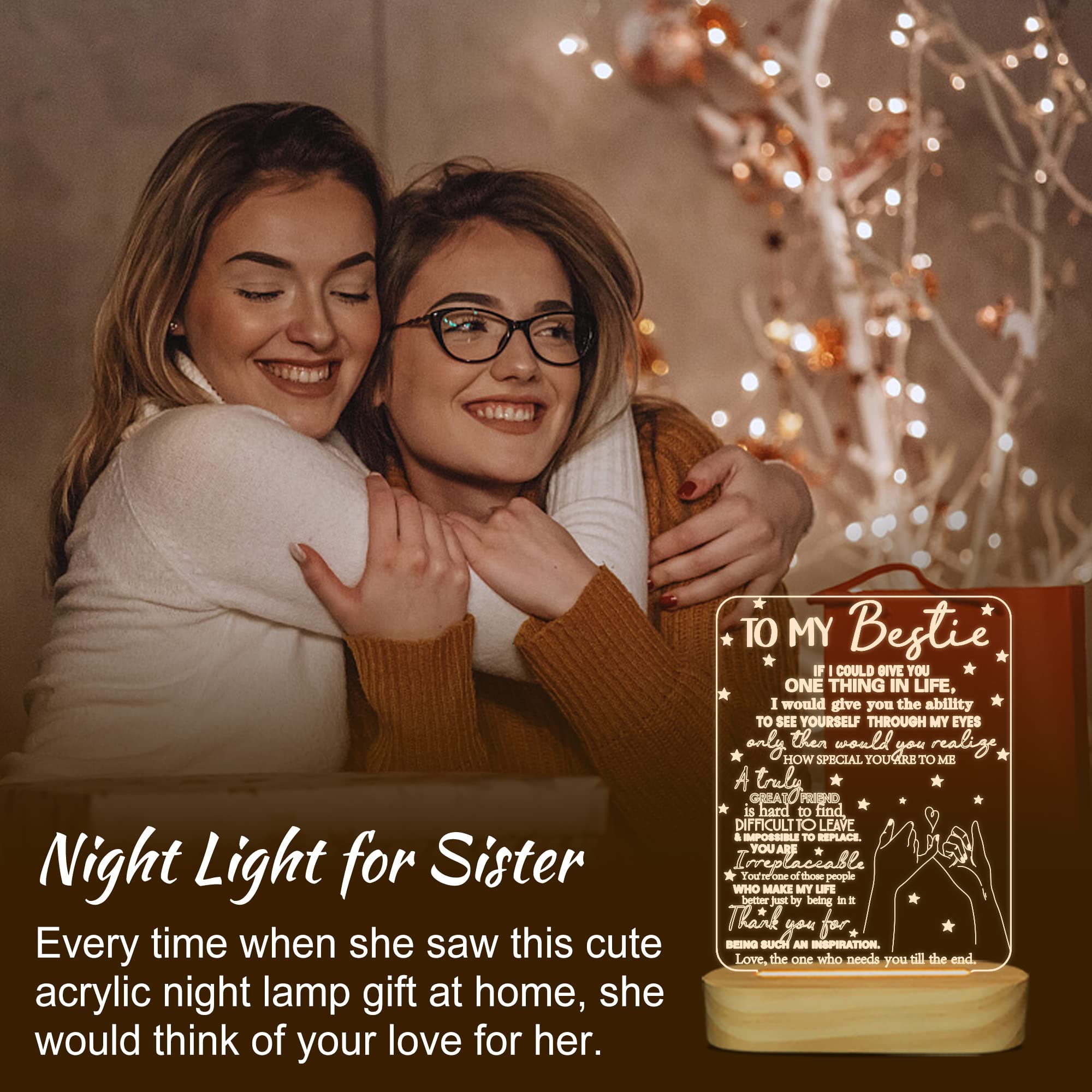 Lightzz 3D Illusion Lamp - "I Love You" Night Light, Yellow Wooden Table Lamp for Best Friends, BFF Birthday Gift, Model BHDBDH180
