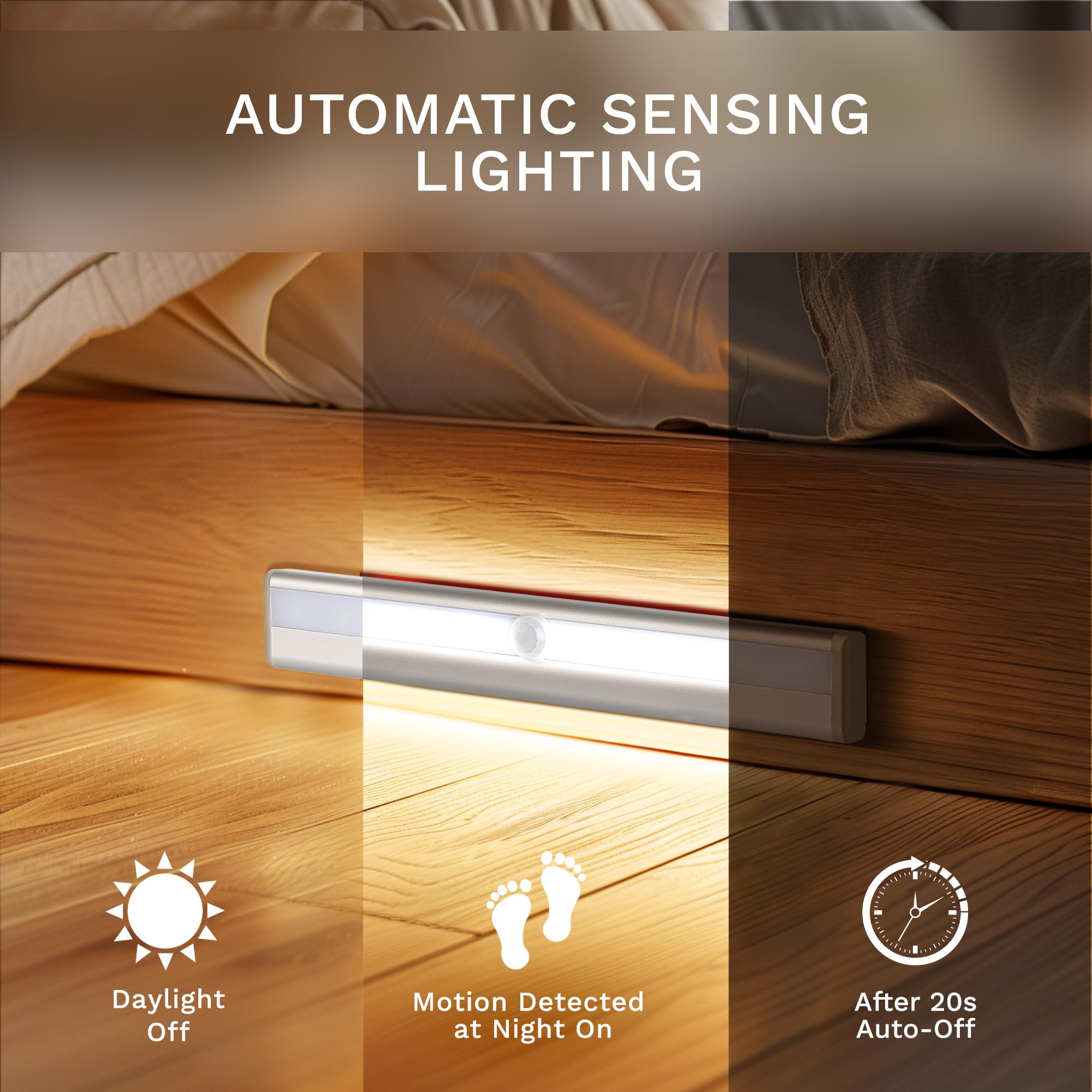 Lexall 6 Pack Led Motion Sensor Lights, 10 Led Closet Battery Operated Lights, Stick-On Anywhere Magnetic Night Light Bar, Led S