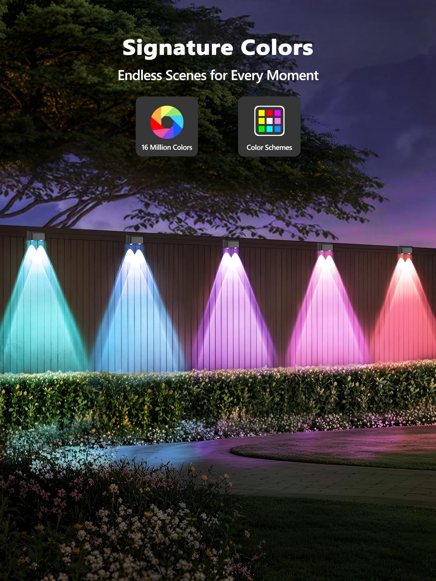 Brizled Smart Outdoor Fence Lights  12 Lamps Tunable White + Rgb Deck Lights App Controlled Compatible With Alexa & Google Home  Music Sync Fence Outdoor Lighting For Garden Backyard Yard Home Decor
