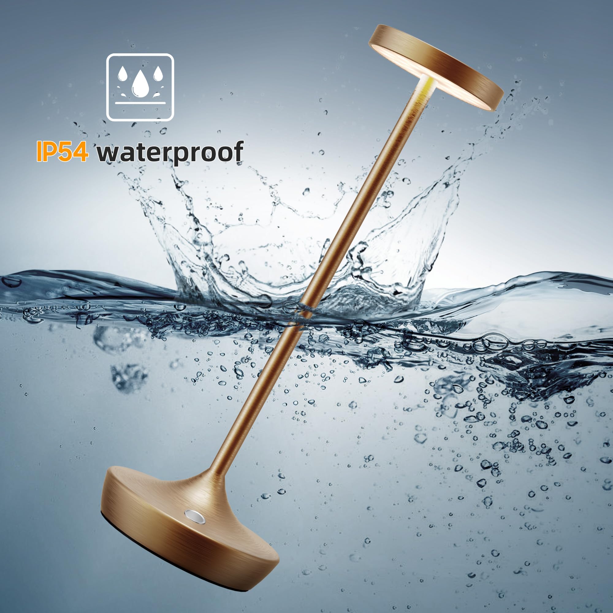 Willdoak Cordless Led Table Lamp - 6000Mah Rechargeable, Dimmable, Waterproof, Bronze