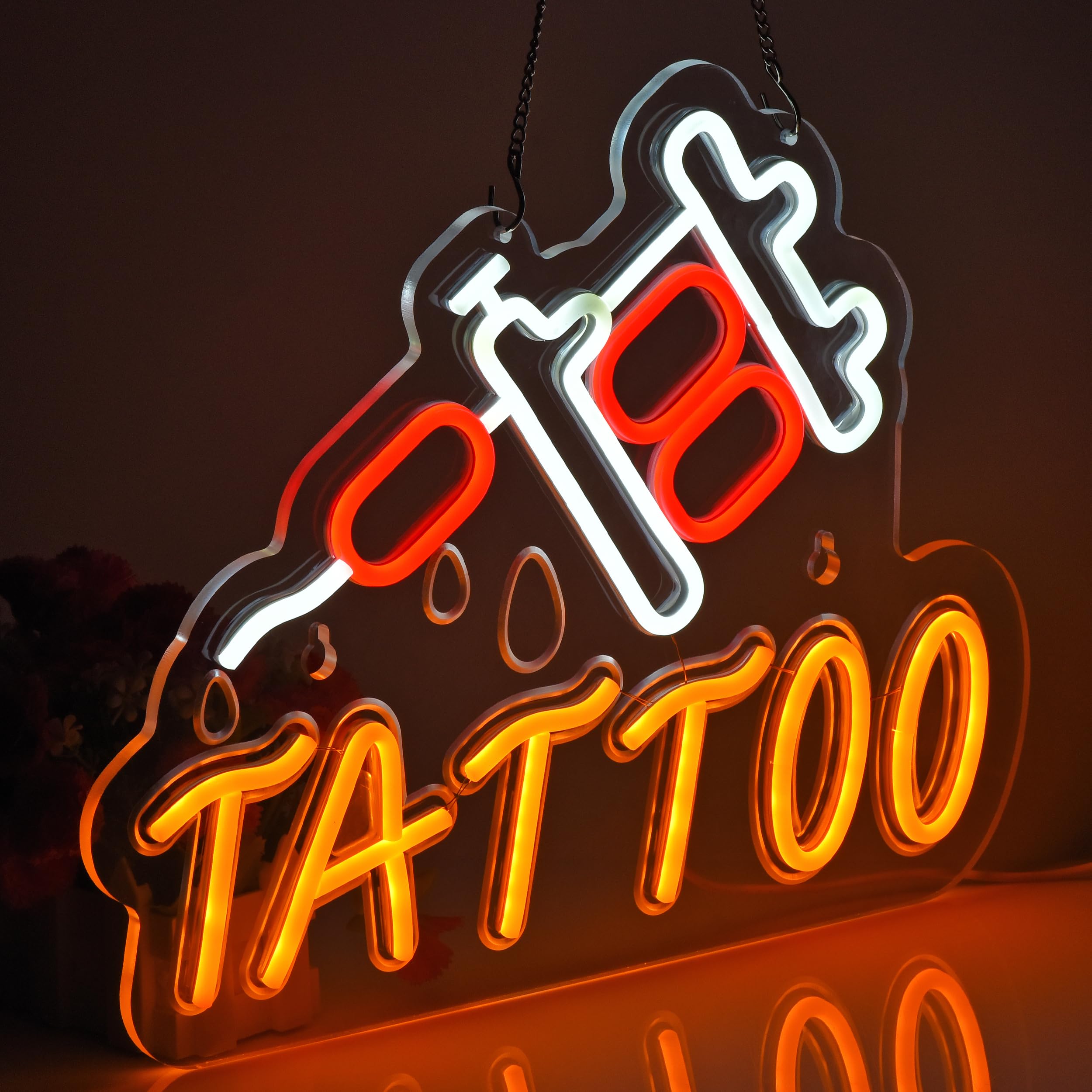 Jomobuty Tattoo Neon Sign For Wall Decor Led Light Up Sign Cool Business Signage For Piercing Shop Beauty Salon Studio 16.1 X 12.6 Led Art Hanging Decorative Gifts