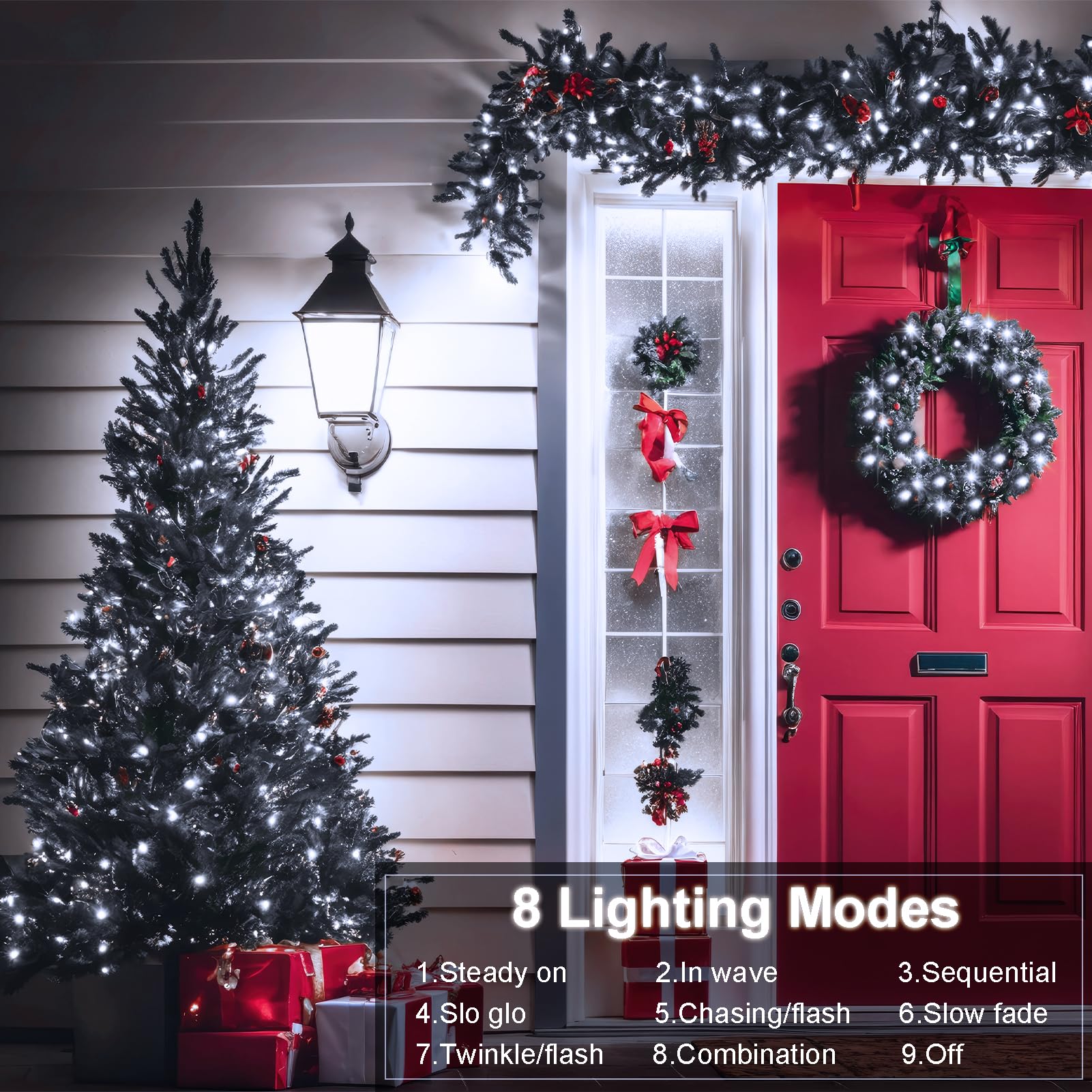 Echosari 200 Led 66Ft Battery Powered Christmas Lights, String Lights With Remote Timer, Outdoor Fairy String Lights Waterproof For Home Garden Party Christmas Trees Decoration (Cool White)