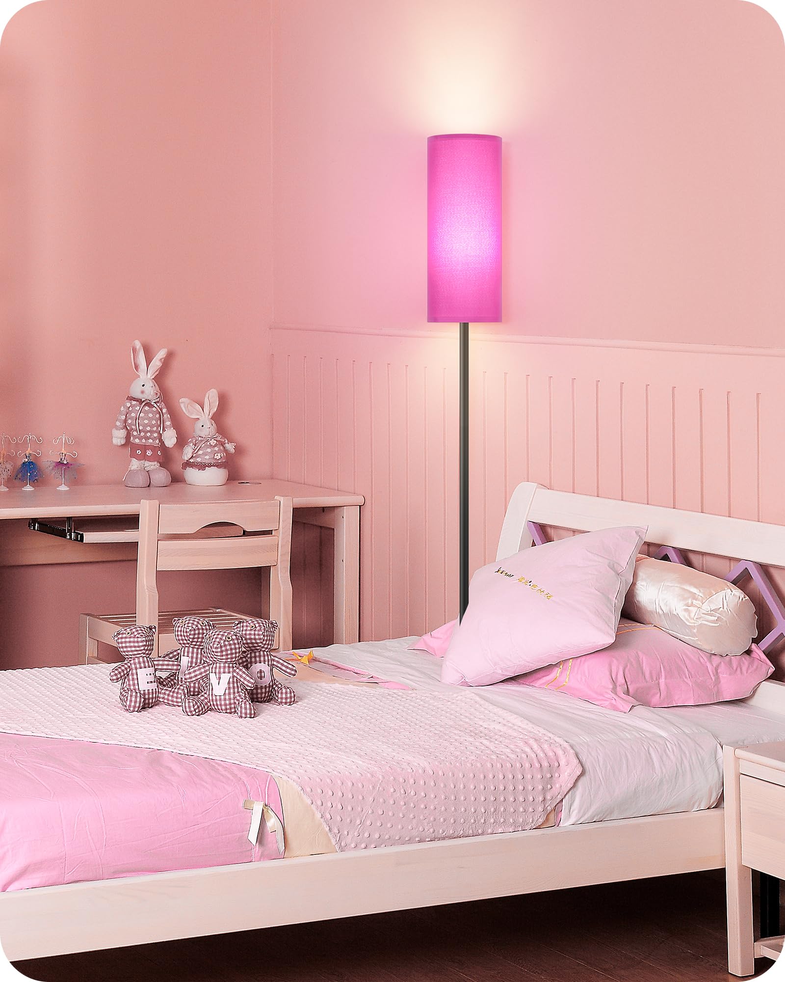Dimmable Purple Floor Lamp For Living Room With Remote And Foot Switch, Corner Floor Lamp For Bedroom, 66'' Standing Tall Lamp,