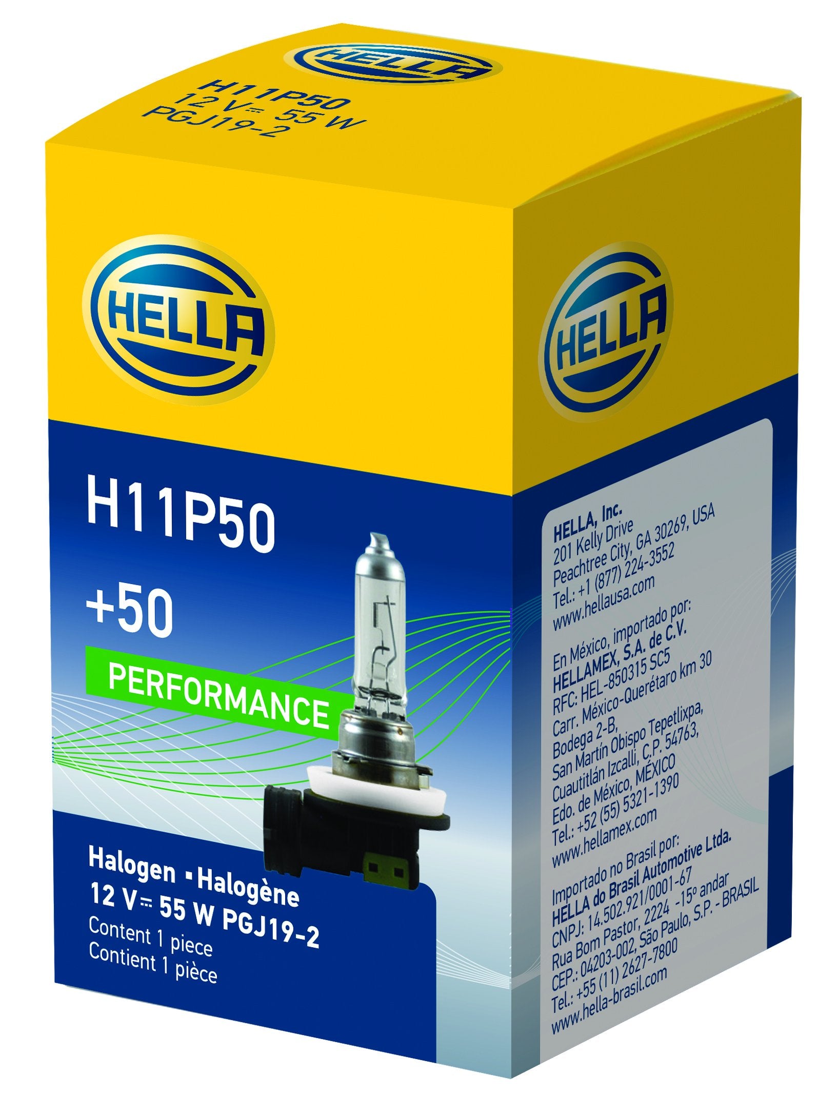Hella H11P50 Performance Bulb 12V 55W +50% Multi Color