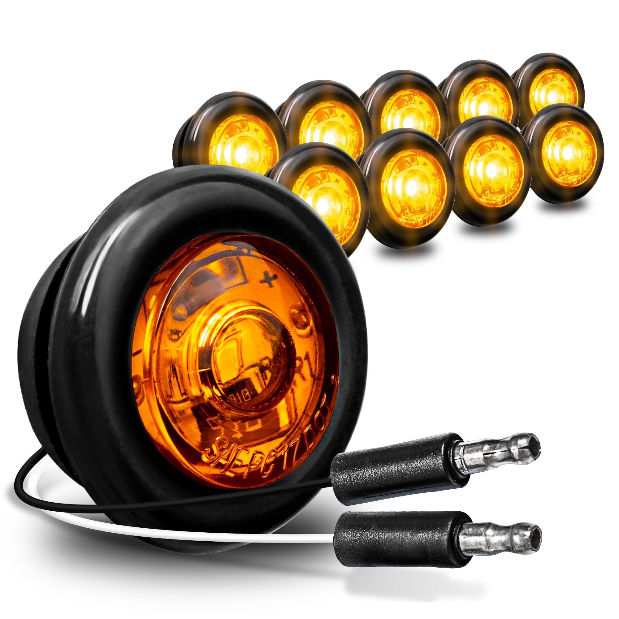 ONLINE LED STORE 10pc Amber Round LED Trailer Marker Lights - IP67 Waterproof, DOT Approved, project piece Style