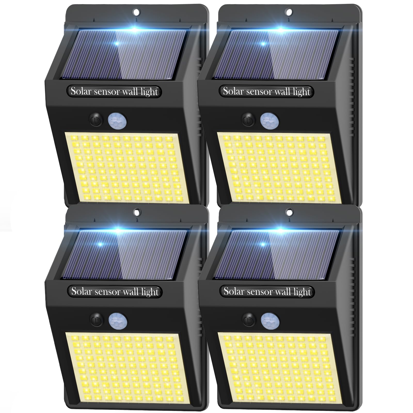 4 Pack Solar Motion Lights Outdoor, 3 Modes/100LED Solar Security Lights Wireless IP65 Waterproof Solar Wall Lights Outdoor Ligh