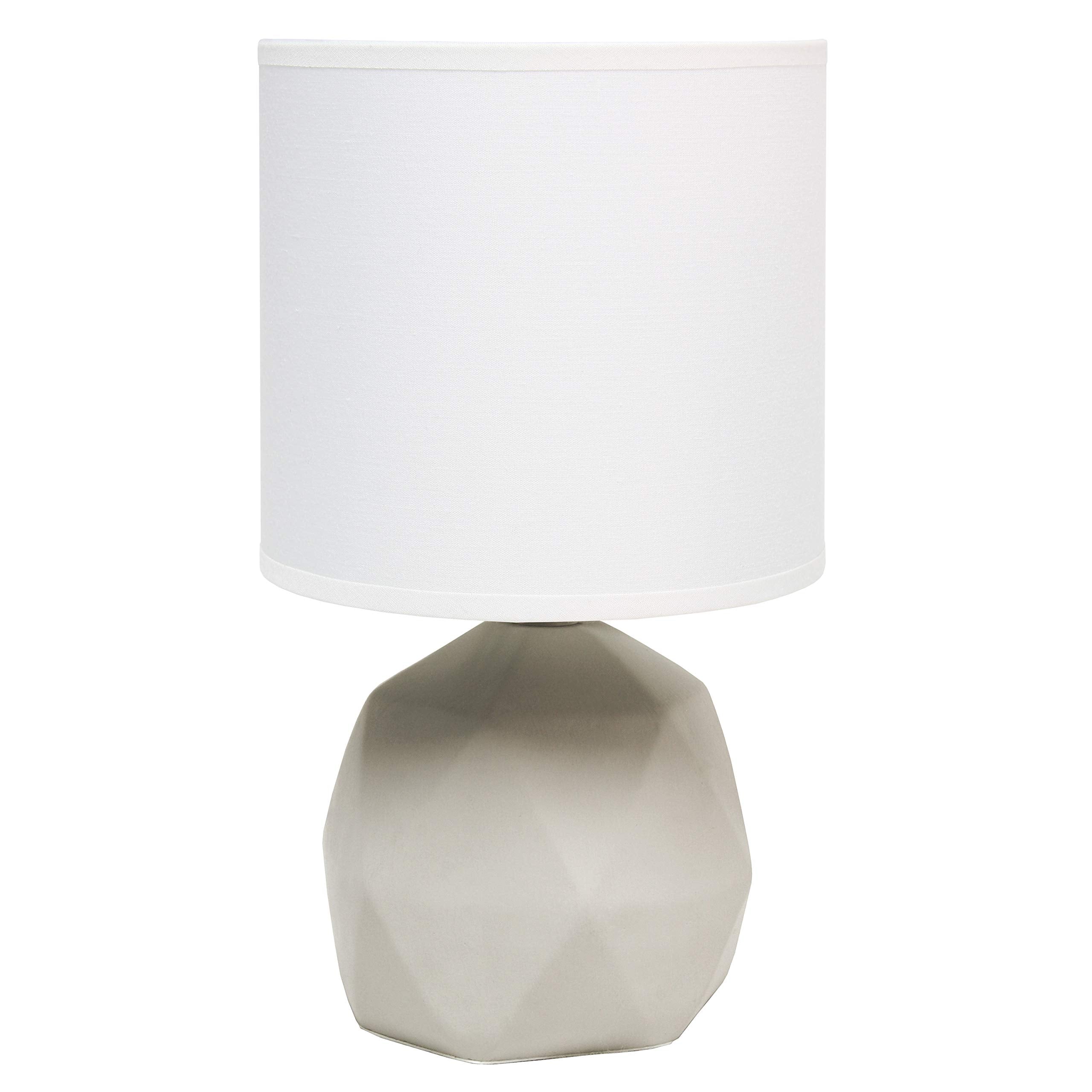 Simple Designs Lt2060-Wht Geometric Concrete Table Lamp, White