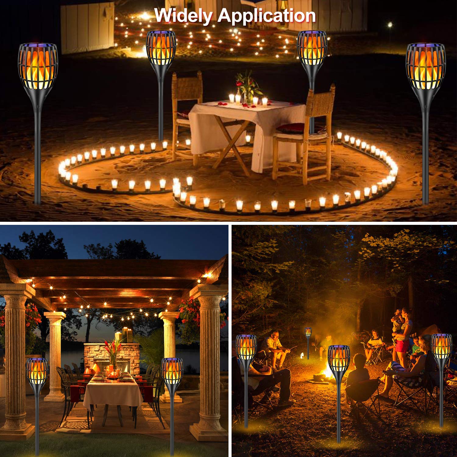 Fitybow Solar Torch Lights Outdoor Waterproof Dance Flame Decro Light 4 Pack