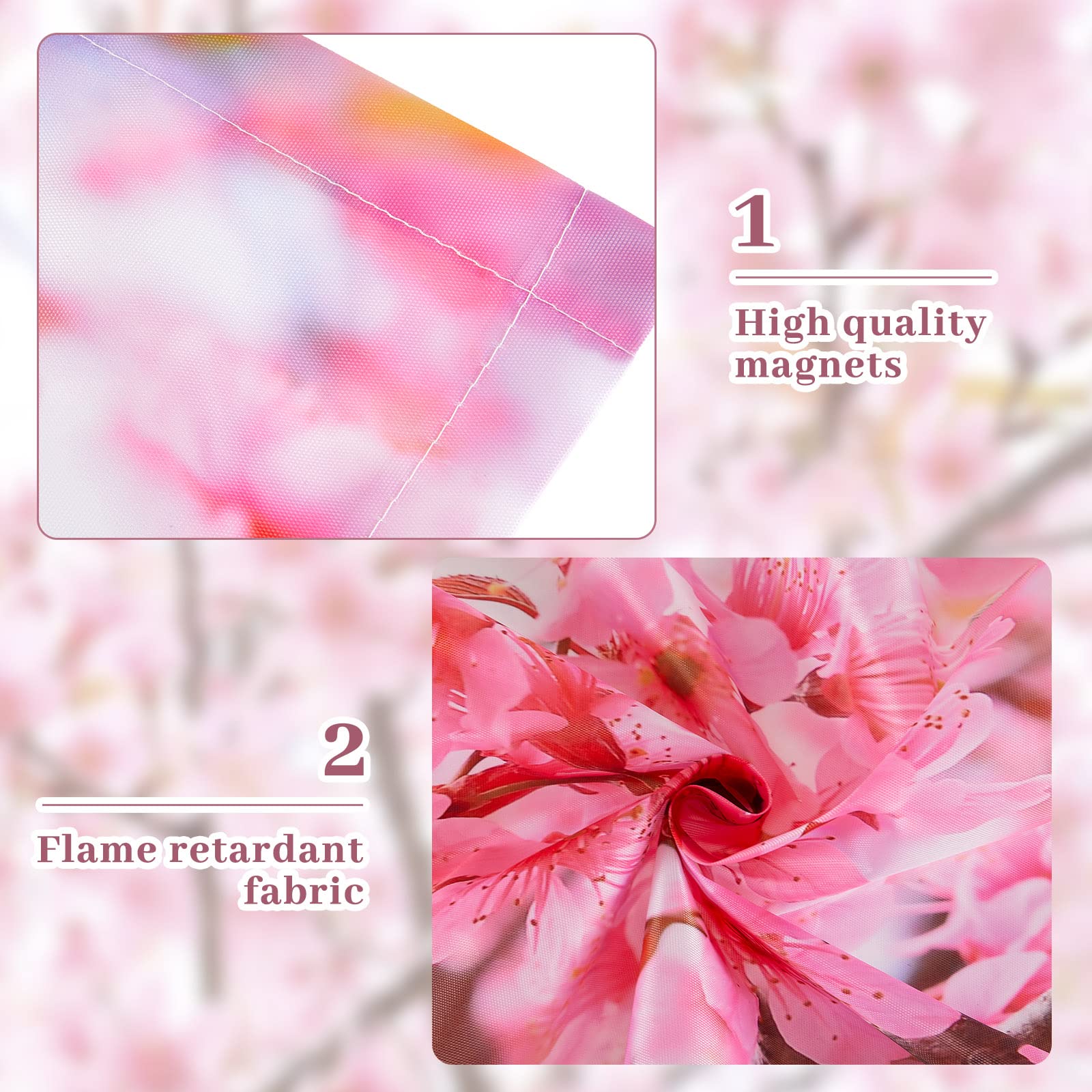 Hortsun Fluorescent Light Covers 4 Pack Magnetic Ceiling Shade Filters 4x2 Feet Cherry Blossoms