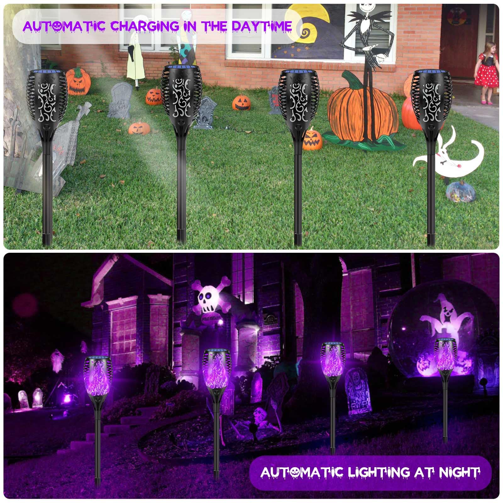 Super Larger Size Solar Torch Light with Flickering Flame, Auto On/Off Solar Lights Waterproof, 8 Pack 41 Torches for Patio Yard