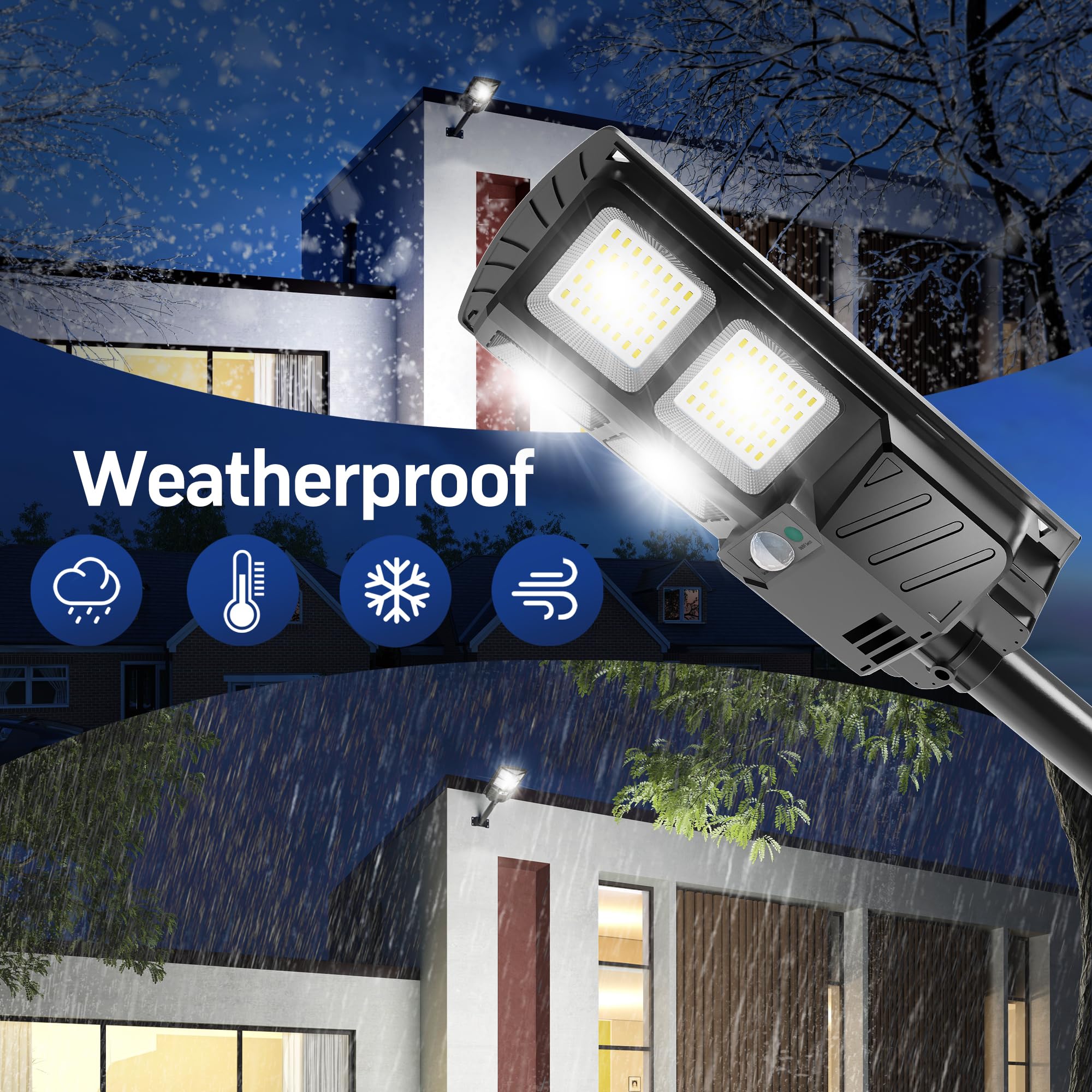 RKLAMPTECH Solar Street Light, 6500K Dusk to Dawn, IP66 Waterproof, Motion Sensor, 400W, Black, Model RK-parent-0310, 1 Pack