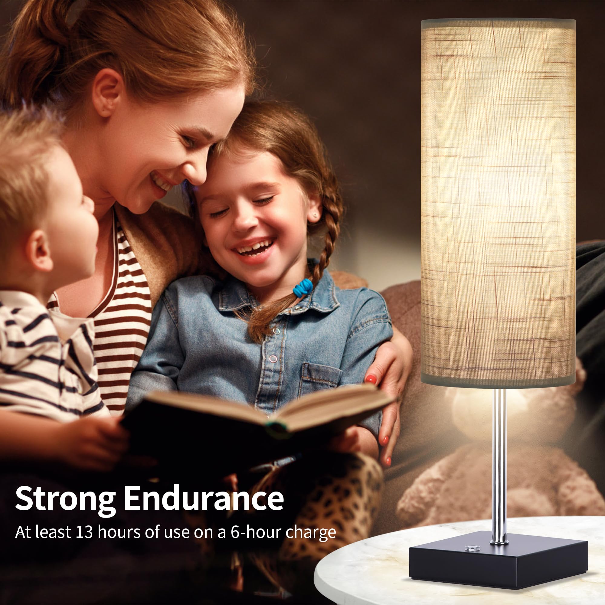 AVV Cordless Table Lamp - 5000mAh Battery Powered, Touch Control, 18 Inch, Gray, Model RD-BTL4W-006