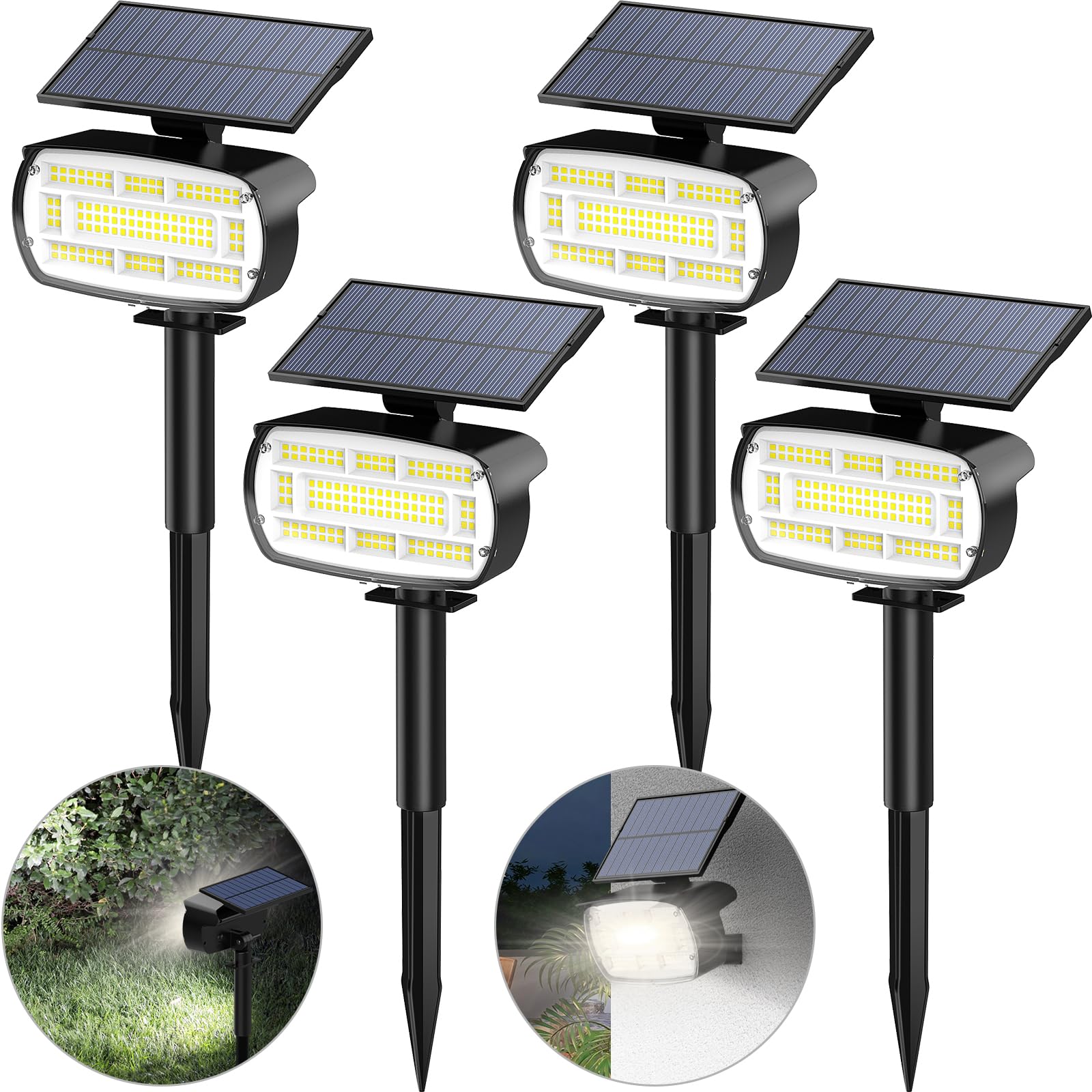 Fabrito Solar Spot Lights Outdoor 136 Leds  Big Brighter Lighting Solar Lights Outdoor  4 Pack Ip65 Waterproof Landscape Spotlights Auto On/Off For Yard  Garden  Pathway  Plants Tree (Cool White)