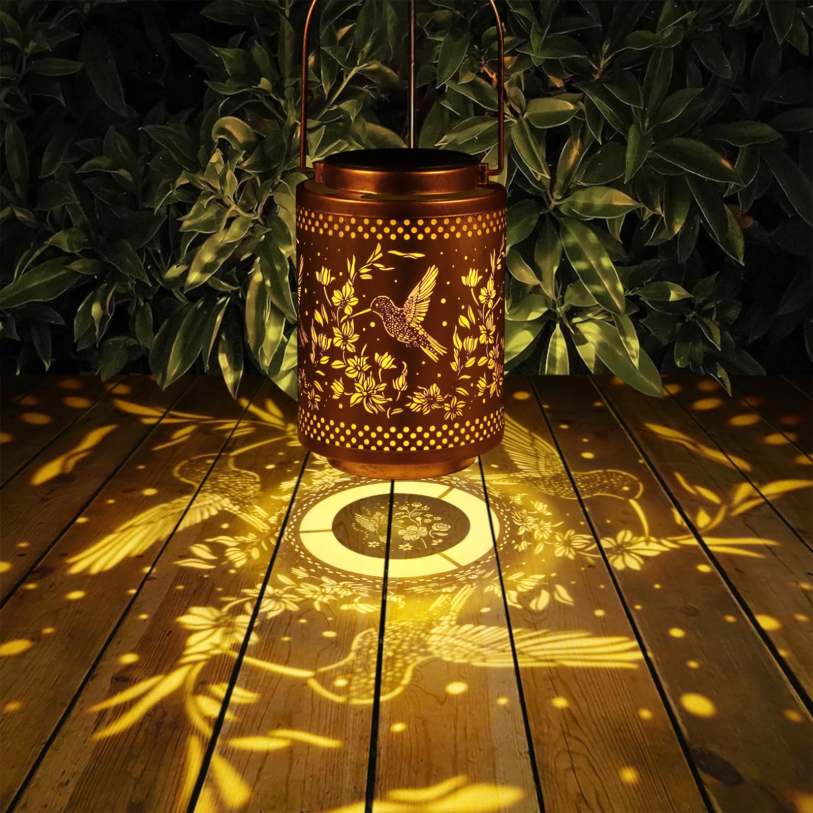 Hummingbird Solar Lanterns Garden Decor Birthday Gifts For Women Mom Grandma Metal Hanging Solar Lights Waterproof Outdoor Decor