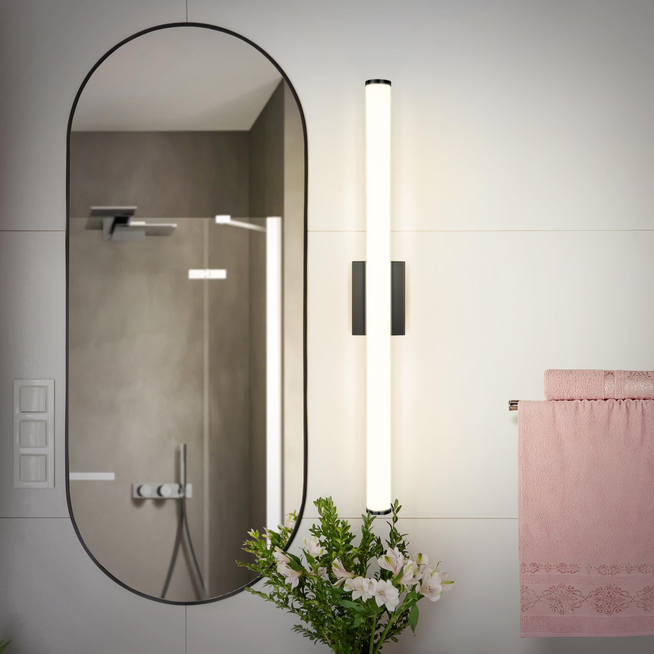 ASD LED Wall Mount Vanity Light Fixture 36 Inch 30W 2100LM Dimmable Energy Star Black A-LVF23-36D30CC-B