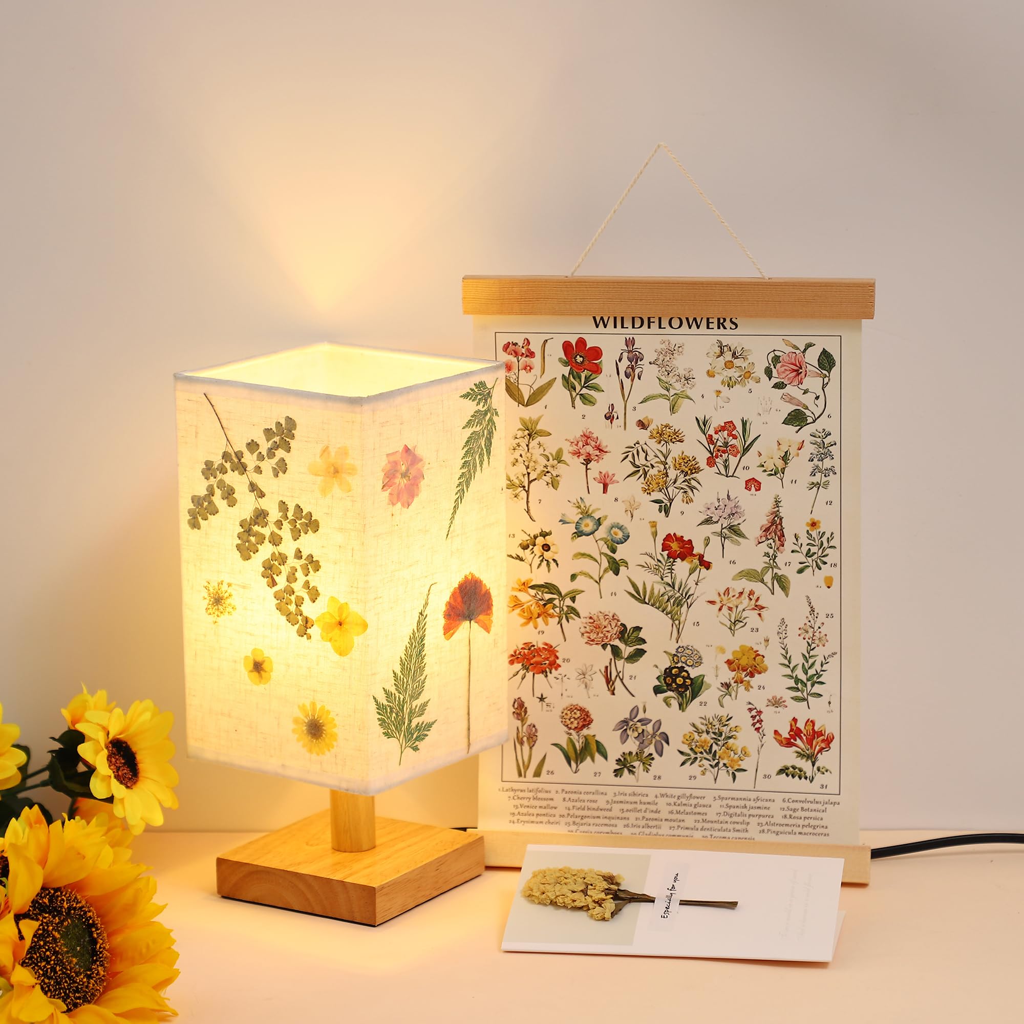 Wsyear Mother'S Day Gift Basket For Mom Women Her- Lamp Gift Set Cozy Towel, Scented Candle, Wildflower Decorative Lamp, Sunflow
