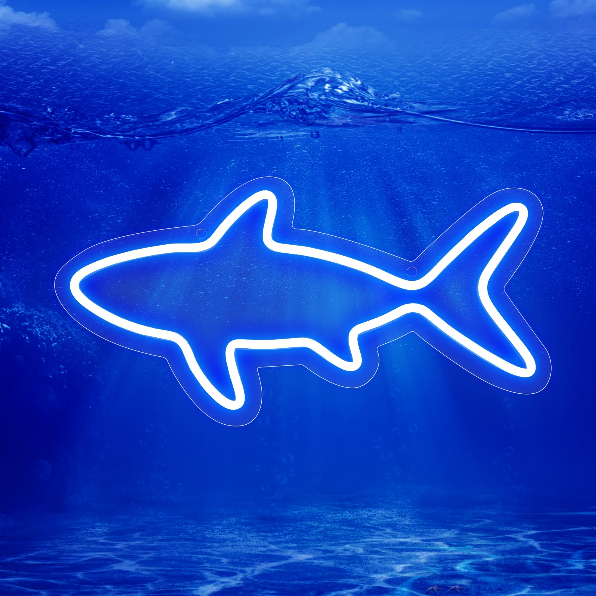 Neon Sign, Fish Led Neon Signs for Kids Gift, USB Powered Blue OceanTheme Art Neon Night Light Acrylic Light Up Sign for Kids Bi