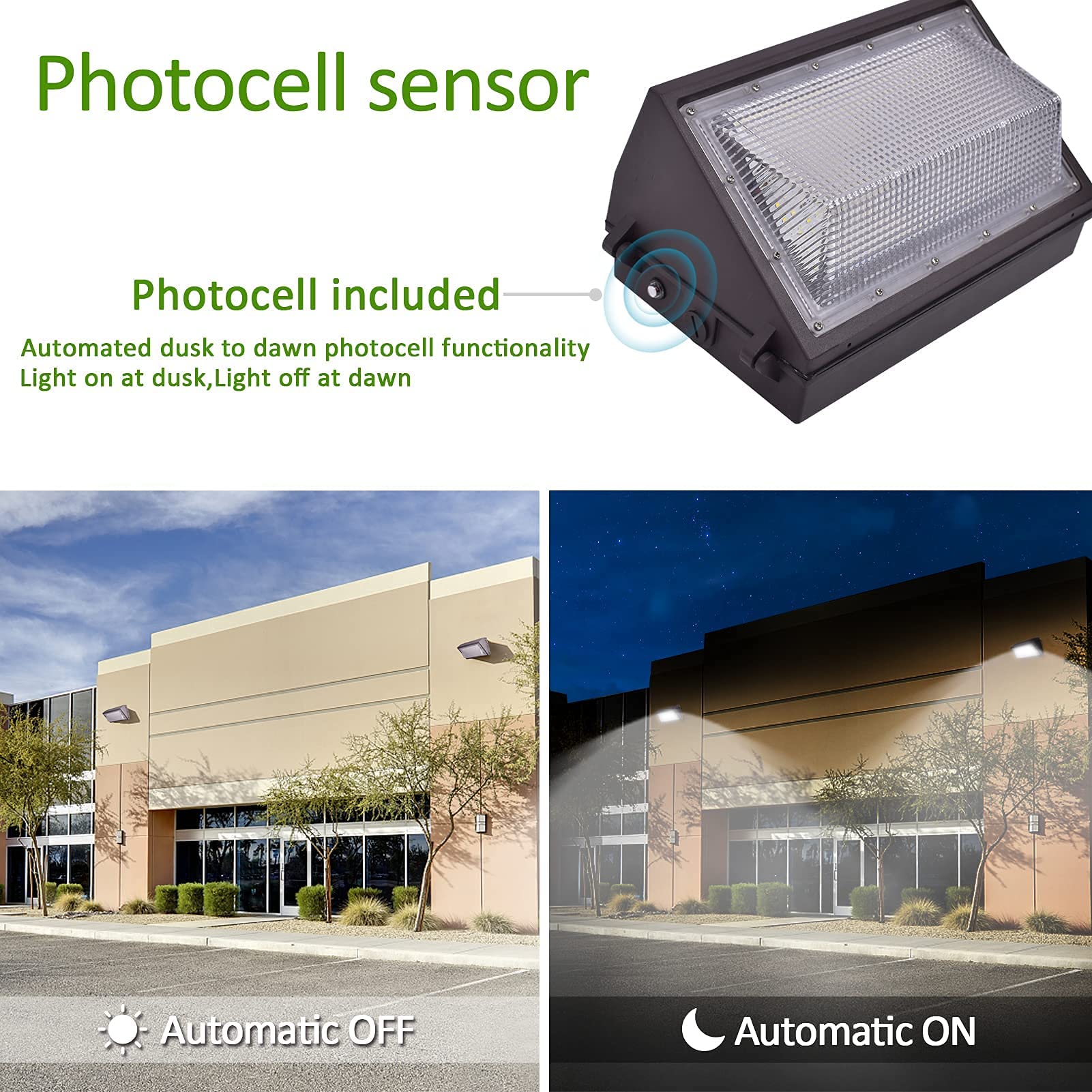 Tesoorda 80W LED Wall Pack Light, 10500LM, 5000K, Dusk to Dawn, Waterproof, White, ETL Listed for Commercial Security