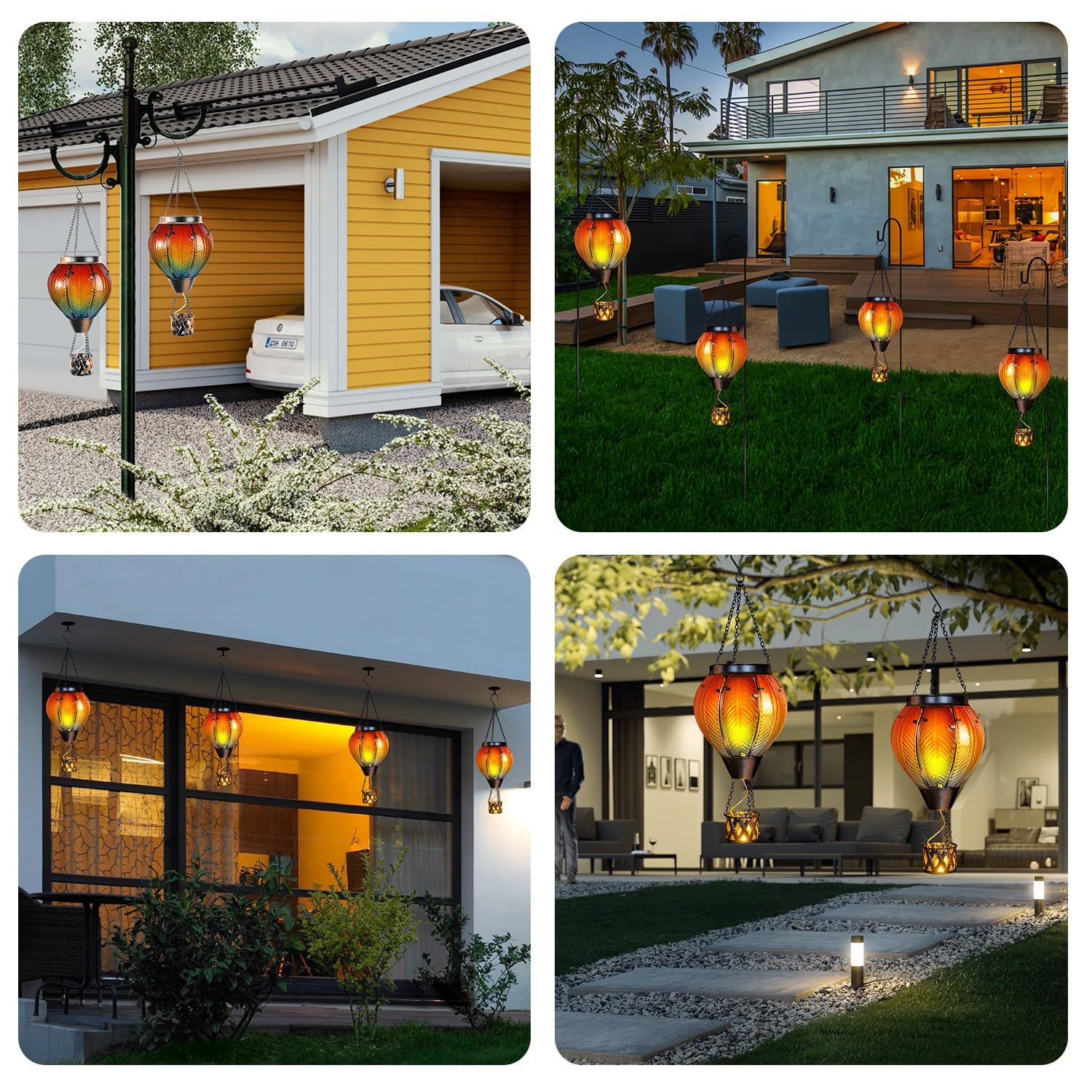 Gibmidser Hot Air Balloon Solar Lantern, Solar Powered Hot Air Balloon Lights Outdoor Hanging Solar Lanterns Waterproof For Garden Porch Yard Patio Pathway Decorations