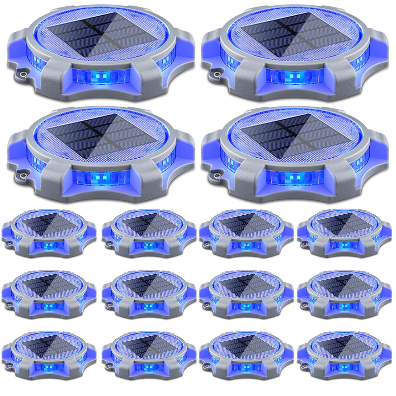 SIEDiNLAR Solar Deck Lights Outdoor 2 Modes LED Dock Light Driveway Markers Waterproof for Pathway Step Walkway Ground Stair Yar