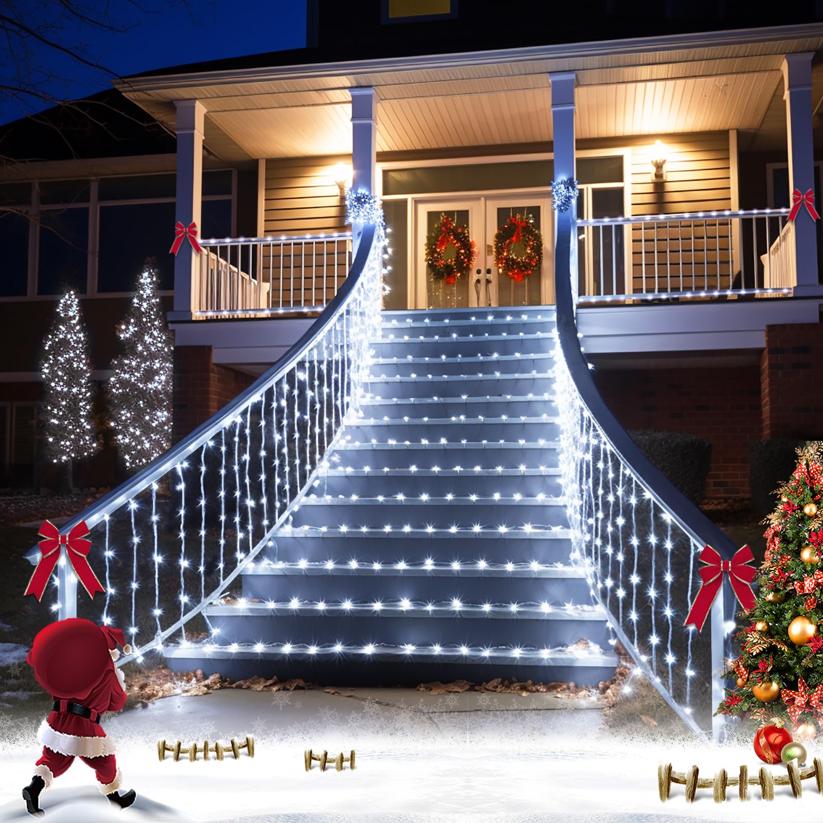 JMEXSUSS Solar Rope Lights, 200 LED, 72ft, Waterproof, 8 Modes, White, Outdoor Fairy Lights for Garden, Pool, Yard, Pathway Decor