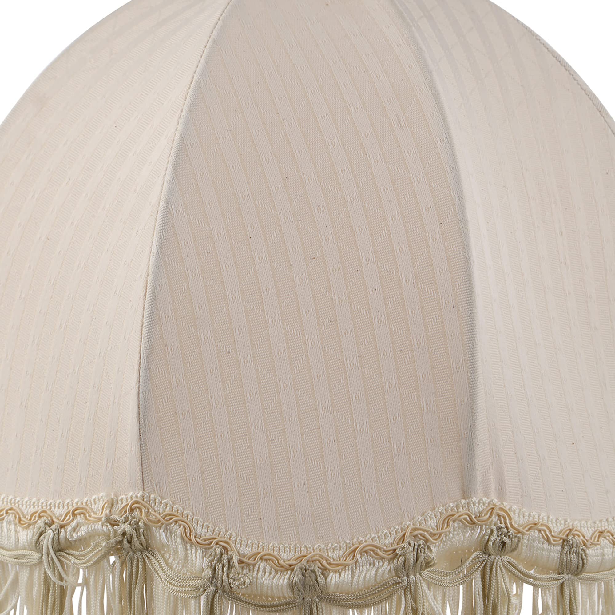 Aspen Creative 34501, Handsewn Off-White Spider Lamp Shade/Jacquard Textured Fabric With Fringe, 4&quot; Top X 13&quot; Bottom X 10&quot; Slant Height