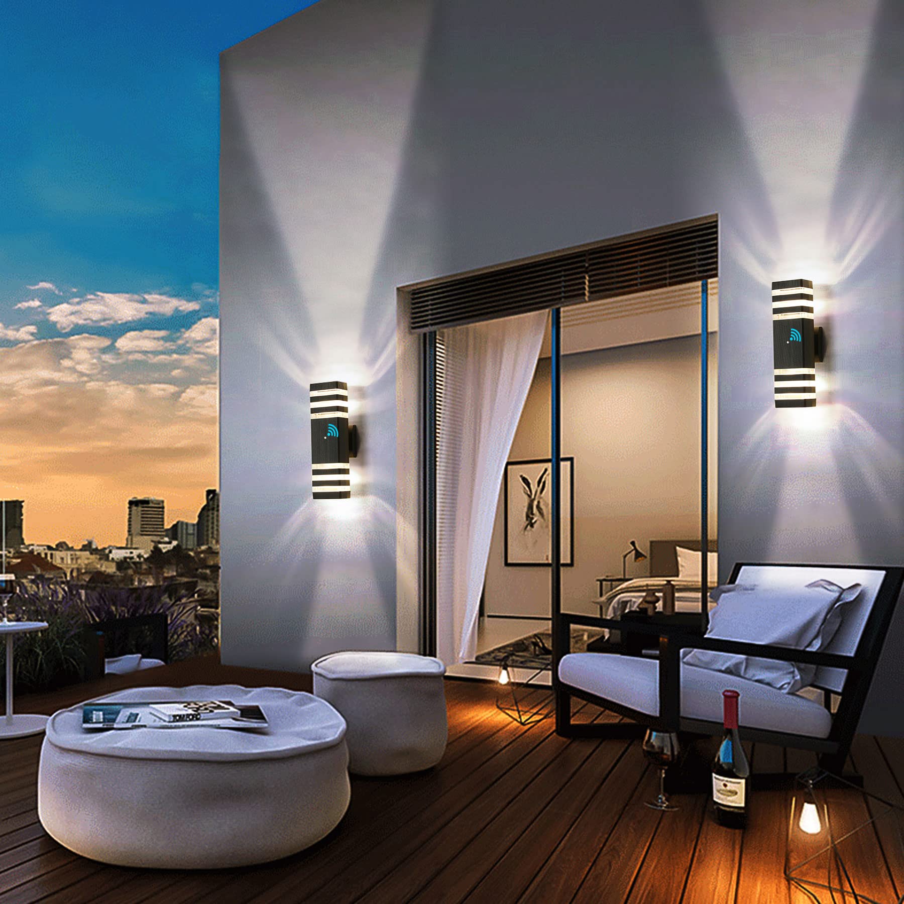 Tewei Outdoor Wall Lights, Dusk To Dawn Led Sconce, Ip65 Waterproof, 3000K Warm White, Black