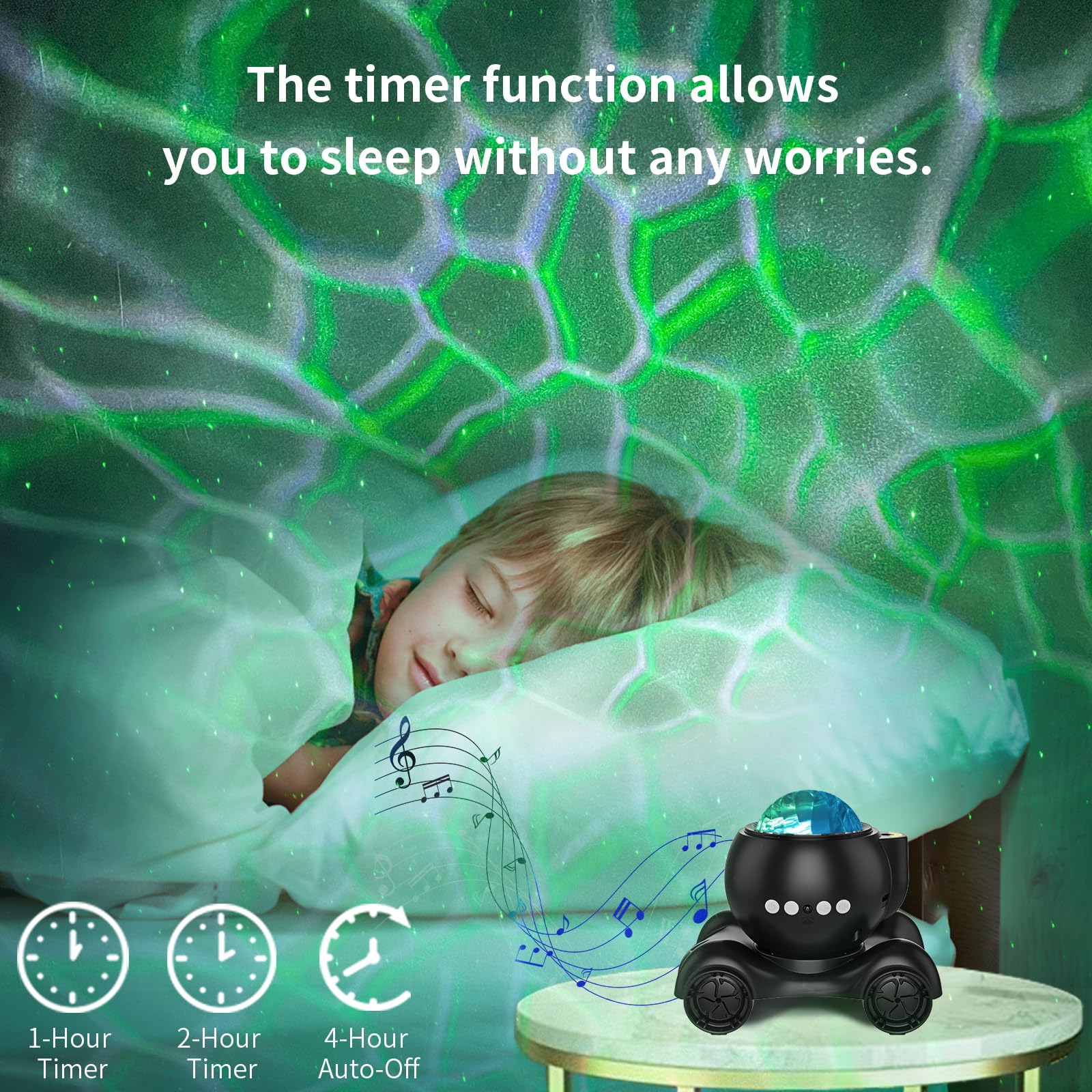 Enokik Galaxy Projector With Bluetooth Speaker & 8 White Noise - Night Light For Home Decor, Black