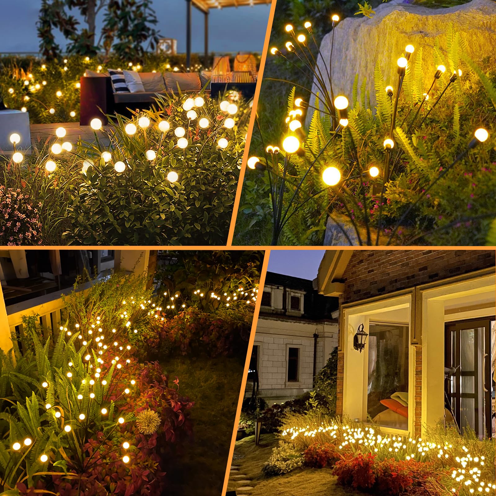 4 Packs Solar Garden Lights Outdoor Waterproof(32 Leds)  Firefly Swaying Light For Yard Patio Pathway Lawn Decor  Unique Gardening Gifts For Holiday Christmas Decoration