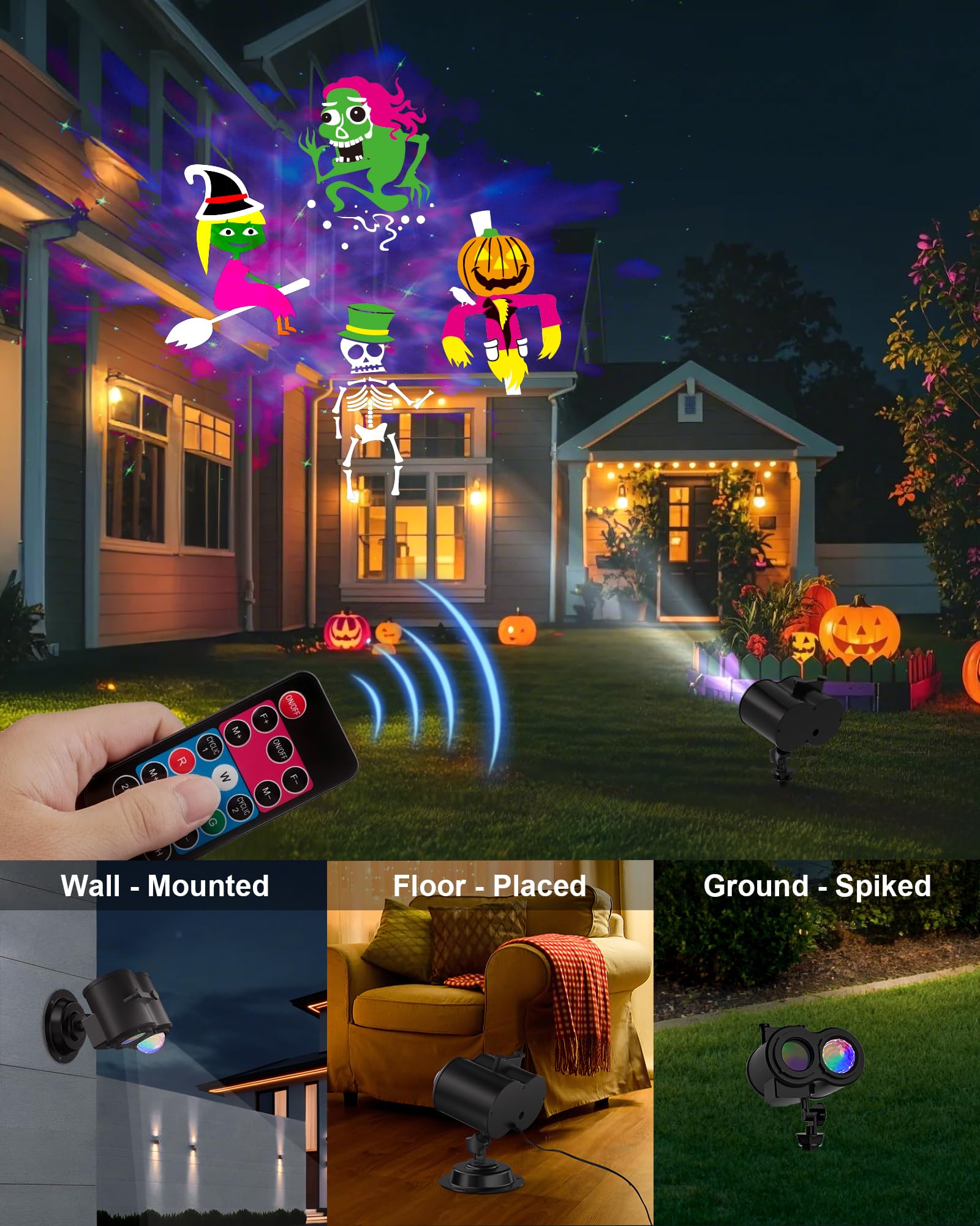 COOLWUFAN 2-in-1 Projector Lights with 30 HD Effects, 3D Ocean Wave, RGBW, Model SE508 for Christmas & Halloween Garden Decor