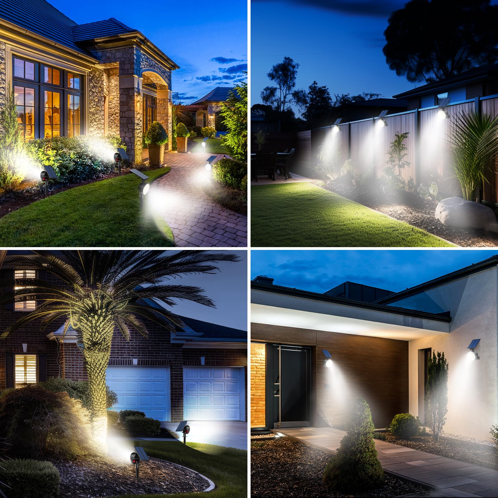 Nipify Solar Lights Outdoor Waterproof  Spot Lights- 4 Pack/53 Led/3 Modes Solar Powered Spotlights 2-In-1 Auto On/Off Landscape Lighting For Outside Yard Wall Garden  Cool White