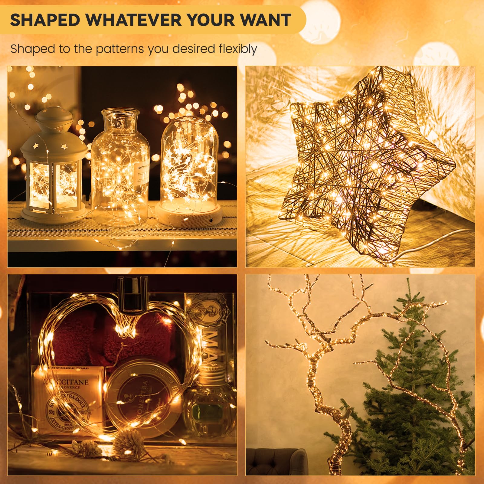 Usb Fairy Lights Plug In, 33Ft 100 Led Twinkle String Lights With Remote And Timer 8 Modes Waterproof Copper Wire Starry Lights