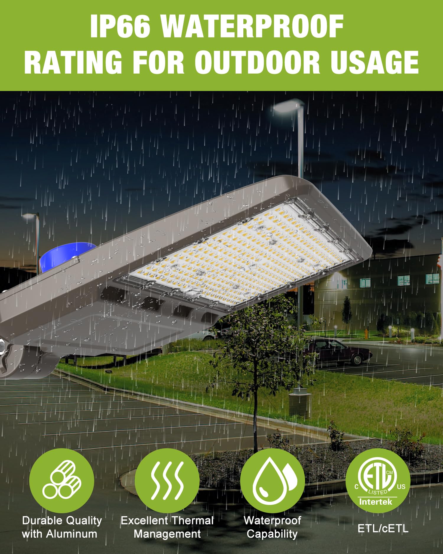 YXL LED Parking Lot Shoebox Lights, 21000LM, 5000K Daylight, Dusk to Dawn Sensor, Bronze, 150W Arm, 3-Pack, IP65 Waterproof