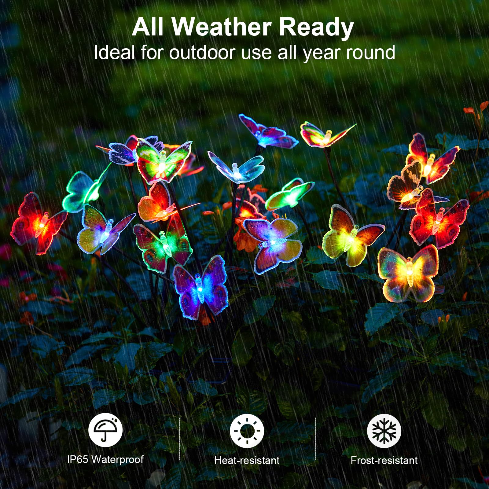 Ahaorigin Solar Garden Lights - 3 Pack Colorful Butterfly, Waterproof, 7 Color Changing Outdoor Decor
