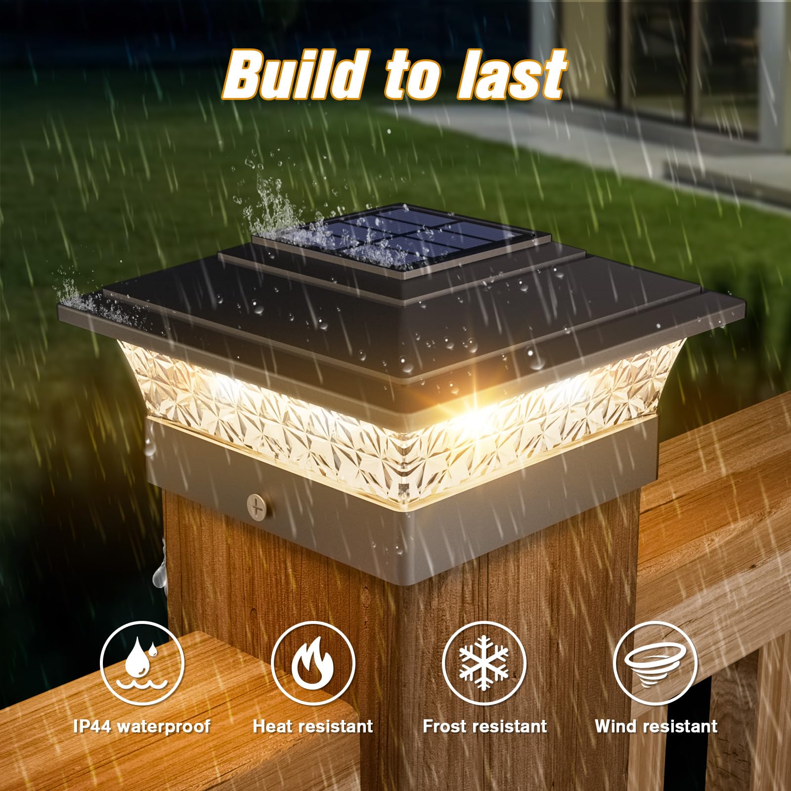 Solar Post Cap Lights Outdoor 12Pack, Waterproof Fence Post Lights With 16 Ultra Bright Leds Fit 4X4 Wood/Vinyl Posts, Black Dec