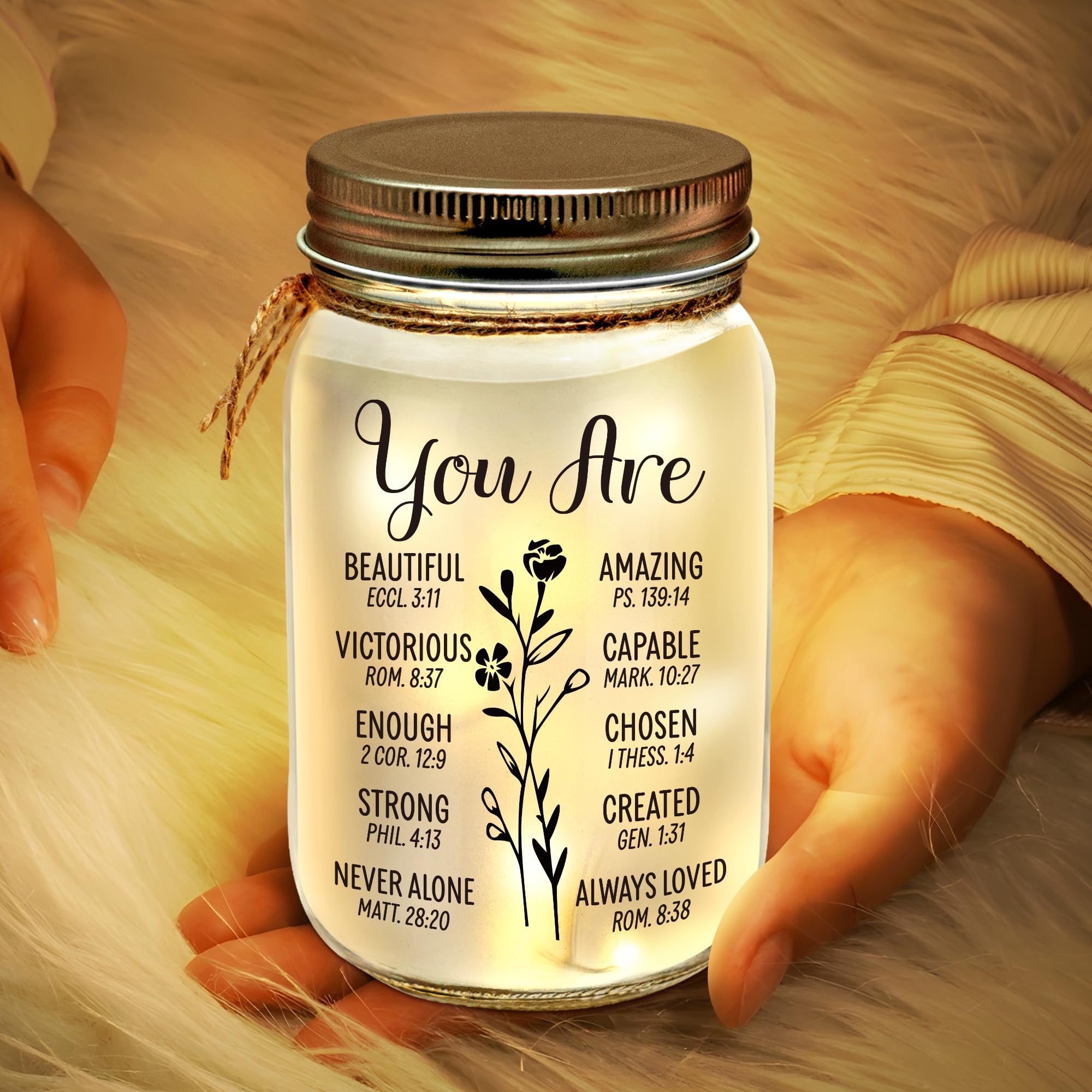 Keraoo Mason Jar Night Light - Home Decoration Lights, Birthday & Mothers Day Gift for Her