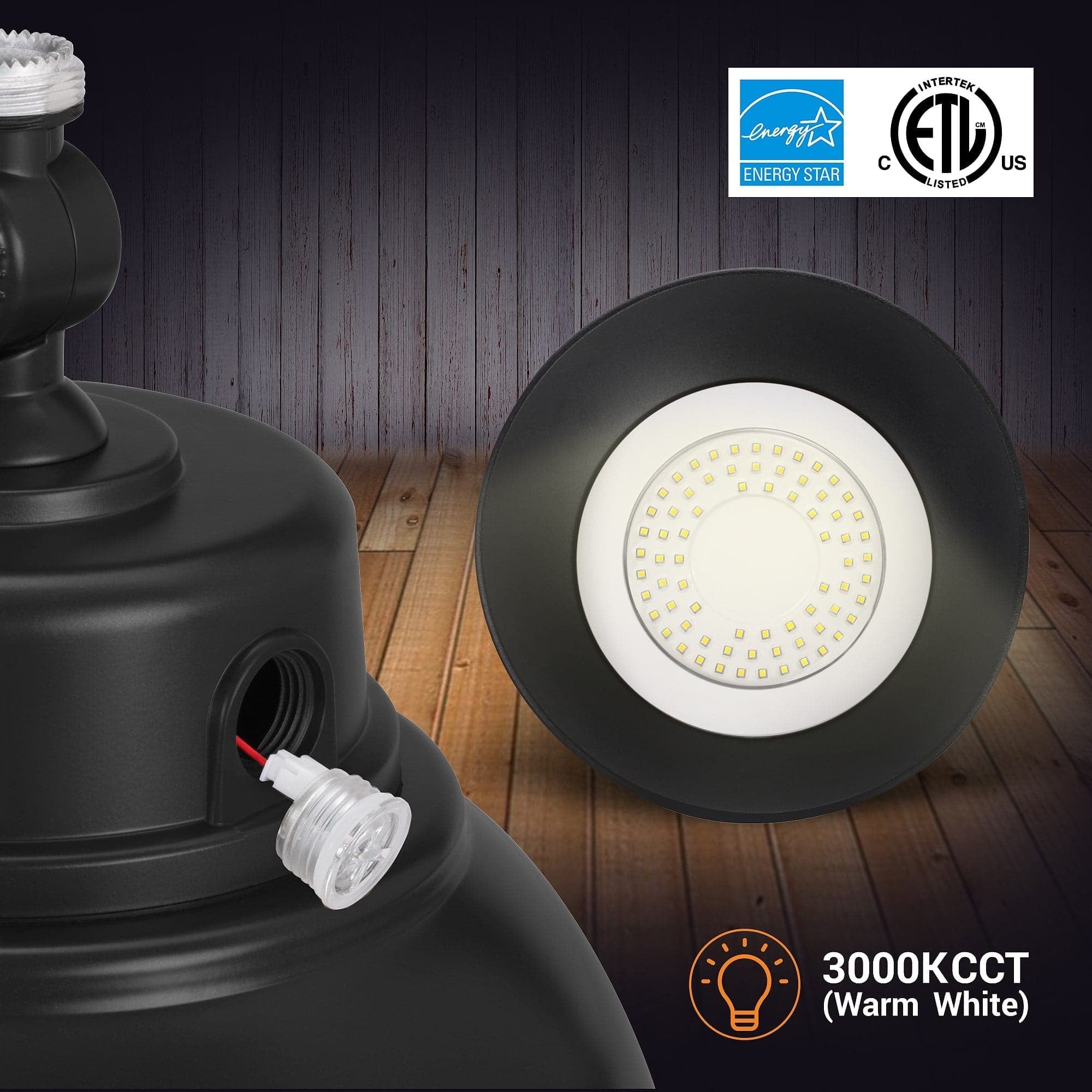 HTM LIGHTING SOLUTIONS 2 Pack Gooseneck Barn Light LED Fixture 10in. Black Swivel Head Photocell 25W 2000lm Energy Star ETL Listed