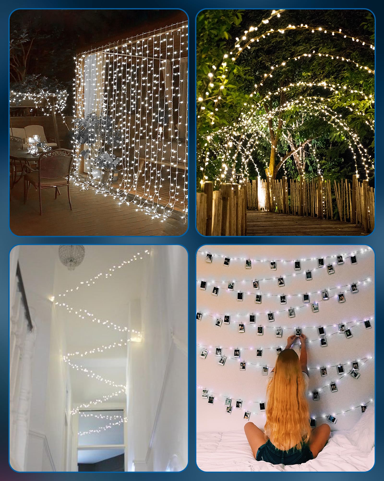 Minetom 2 Pack Fairy Lights, 60 LED Waterproof Twinkle String Lights, Copper Wire, Pure White, 5 Feet for Weddings, Parties, Christmas