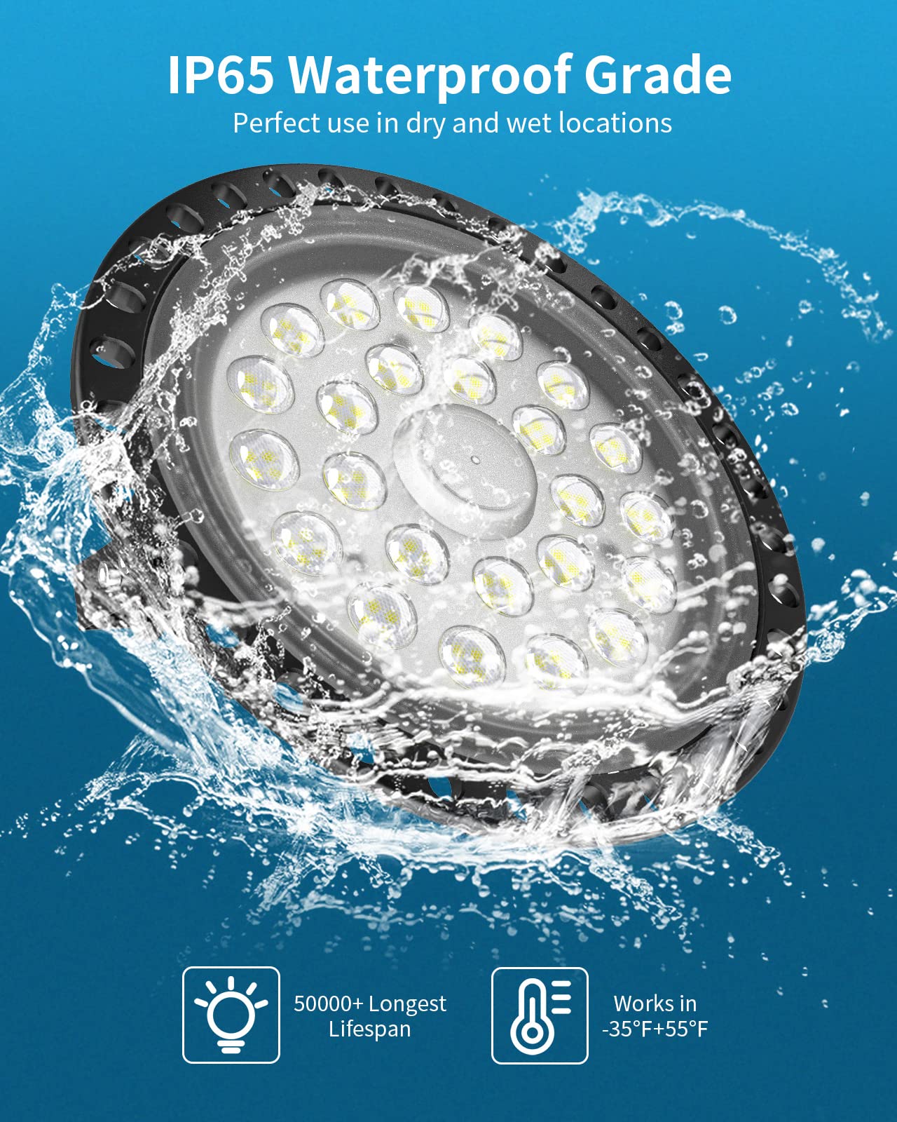 Papasbox 100W Ufo High Bay Lights 10000Lm 6500K Ip65 Led Fixture For Shop Garage Warehouse