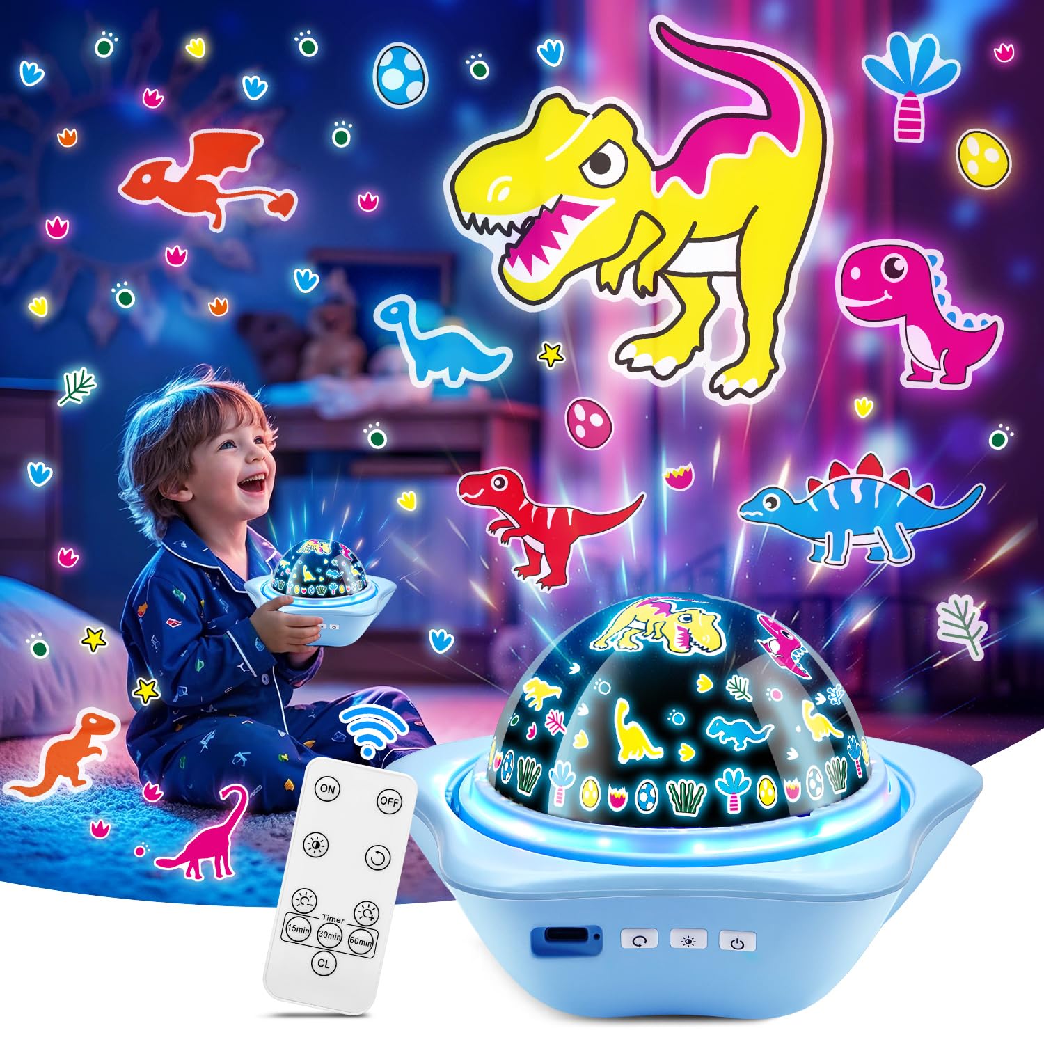 COOLNIGHT Dinosaur Toys for Kids 5-7, 6 Films Star Projector for Kids Toys, Dino Projection Kids Toys Boys 3-5, Toddler Dinosaur