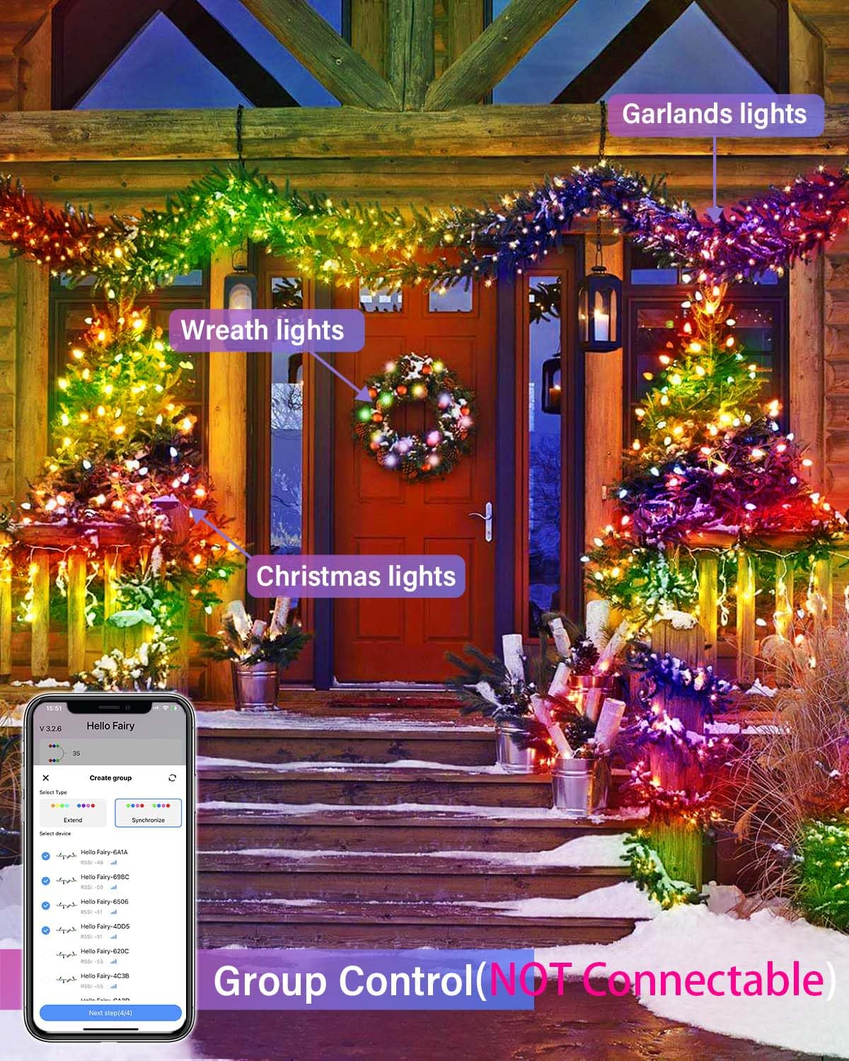 264Ft 800Led Smart Outdoor Christmas Lights, Dynamic Diy Color Changing Christmas String Lights App Remote Control, Group Contro