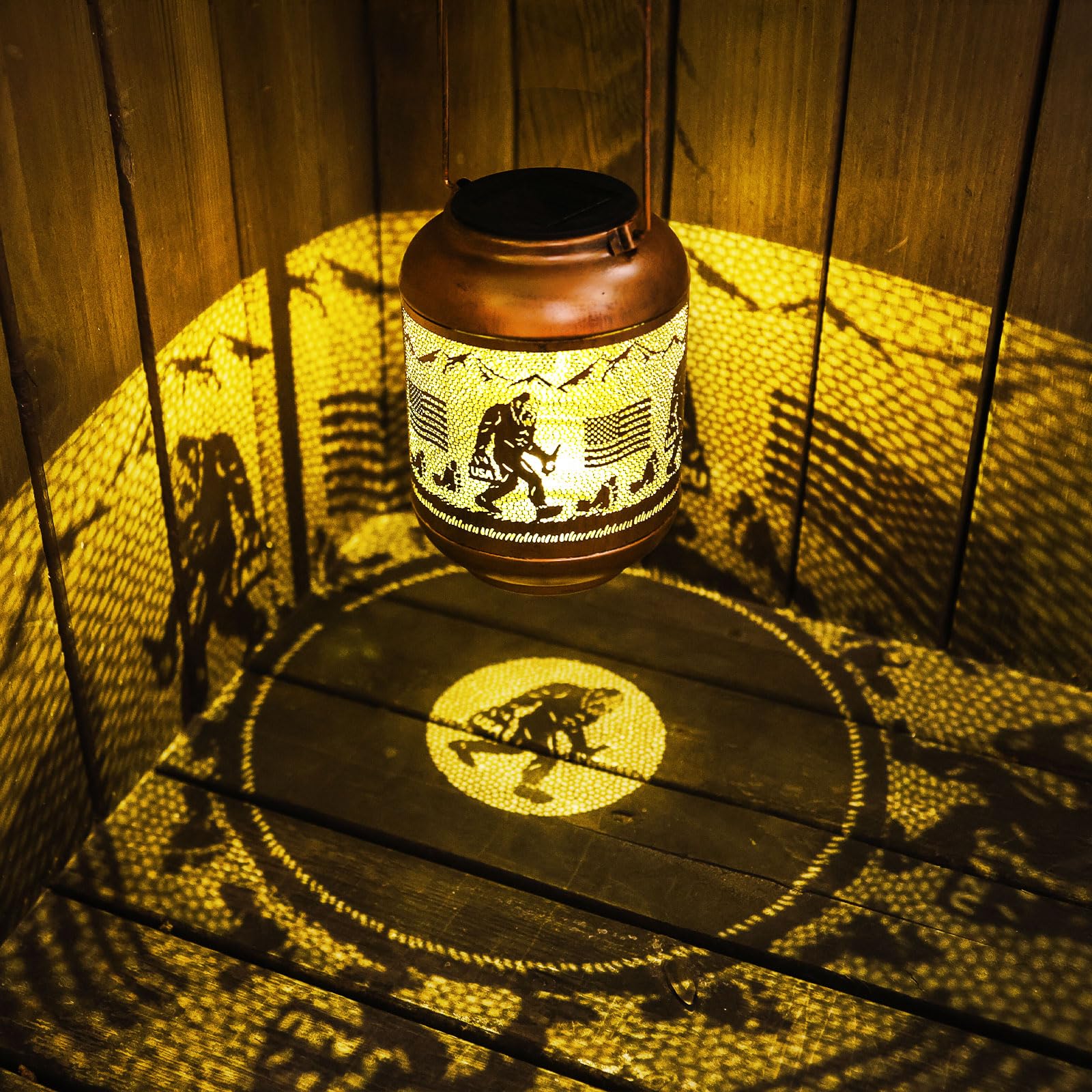 Bigfoot Solar Lanterns Outdoor Waterproof Hanging Solar Lights Big Foot Sasquatch Birthday Gifts For Women Men Metal Decoratives Led Lantern For Patio  Backyard  Porch  Yard  Lawn  Garden Decor