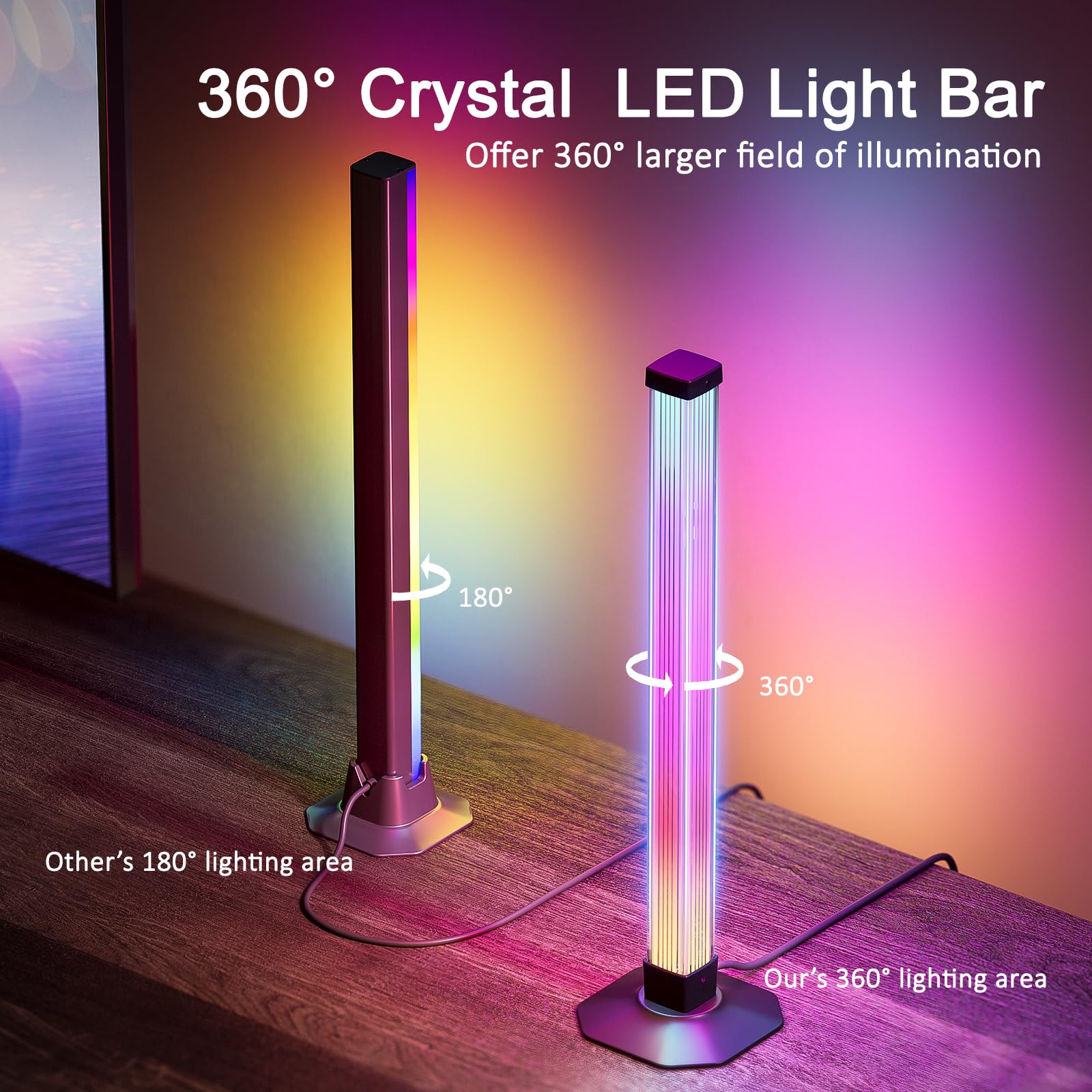 Crystal Rgb Light Bar, Music Sync Rgb Ic Led Lights Bars, Usb Powered Ambient Lighting, Color Changing Backlight For 40-60 In Tv
