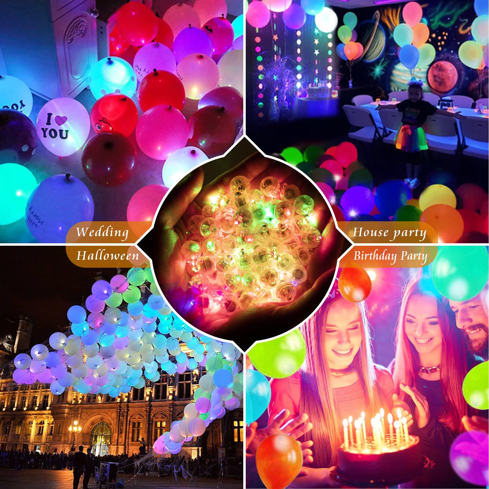 Chzk 200Pcs Balloon Lights Warm White+Rainbow Mini Led Lights Round Long Standby Time Ball Lamps Paper Lantern Balloon Liamps Fo