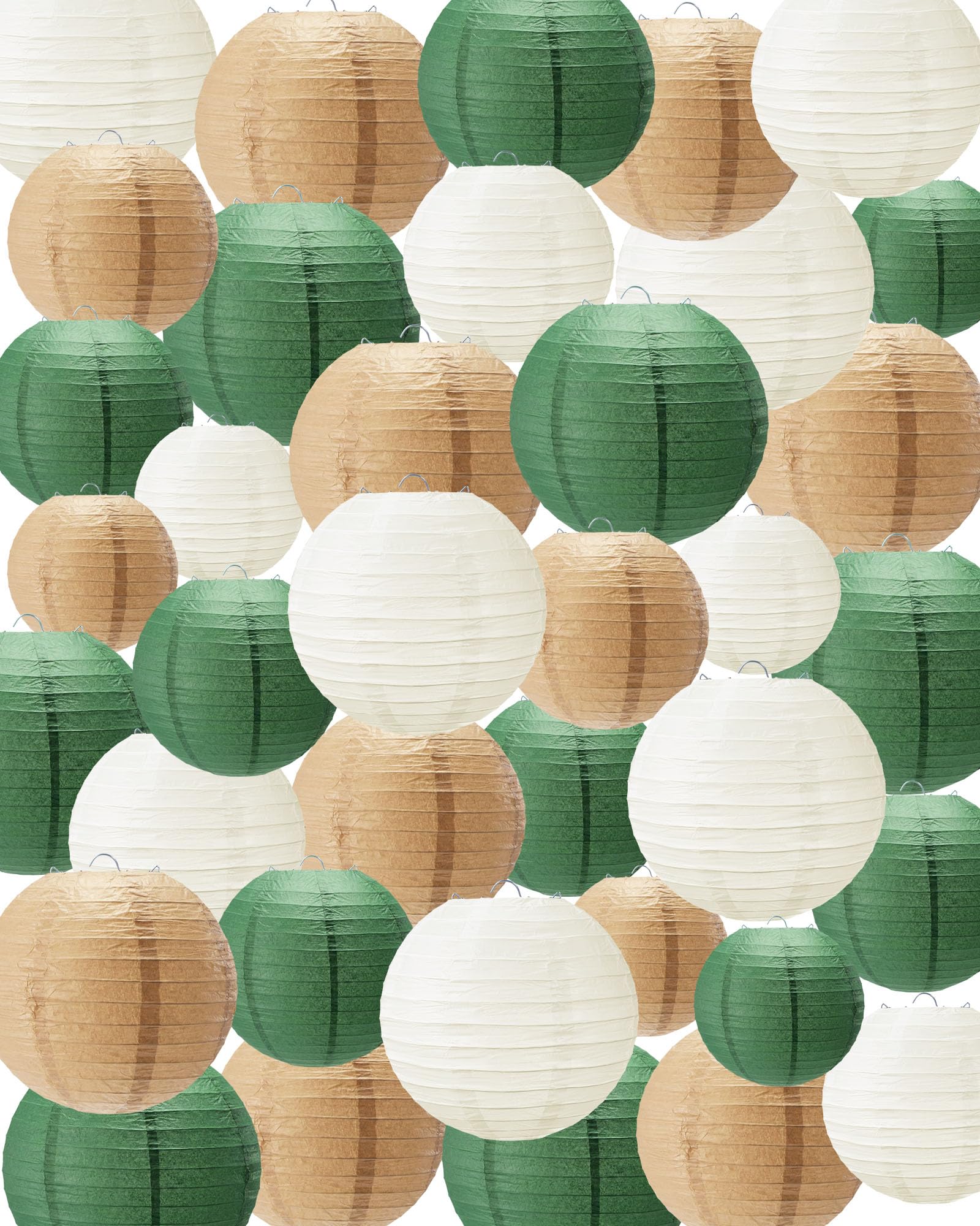 Treela 48 Pcs Paper Lanterns Party Decorations Chinese Round Paper Decor 4/6/8/10 Inch Asian Hanging Lamps Decorative for Birthd
