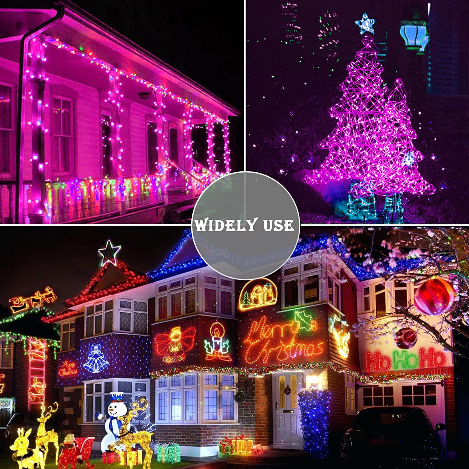 Pooqla 66ft 200 LED Pink String Lights, Clear Wire, Indoor Outdoor, 8 Modes, Model LR-(1-1000) L-SL02