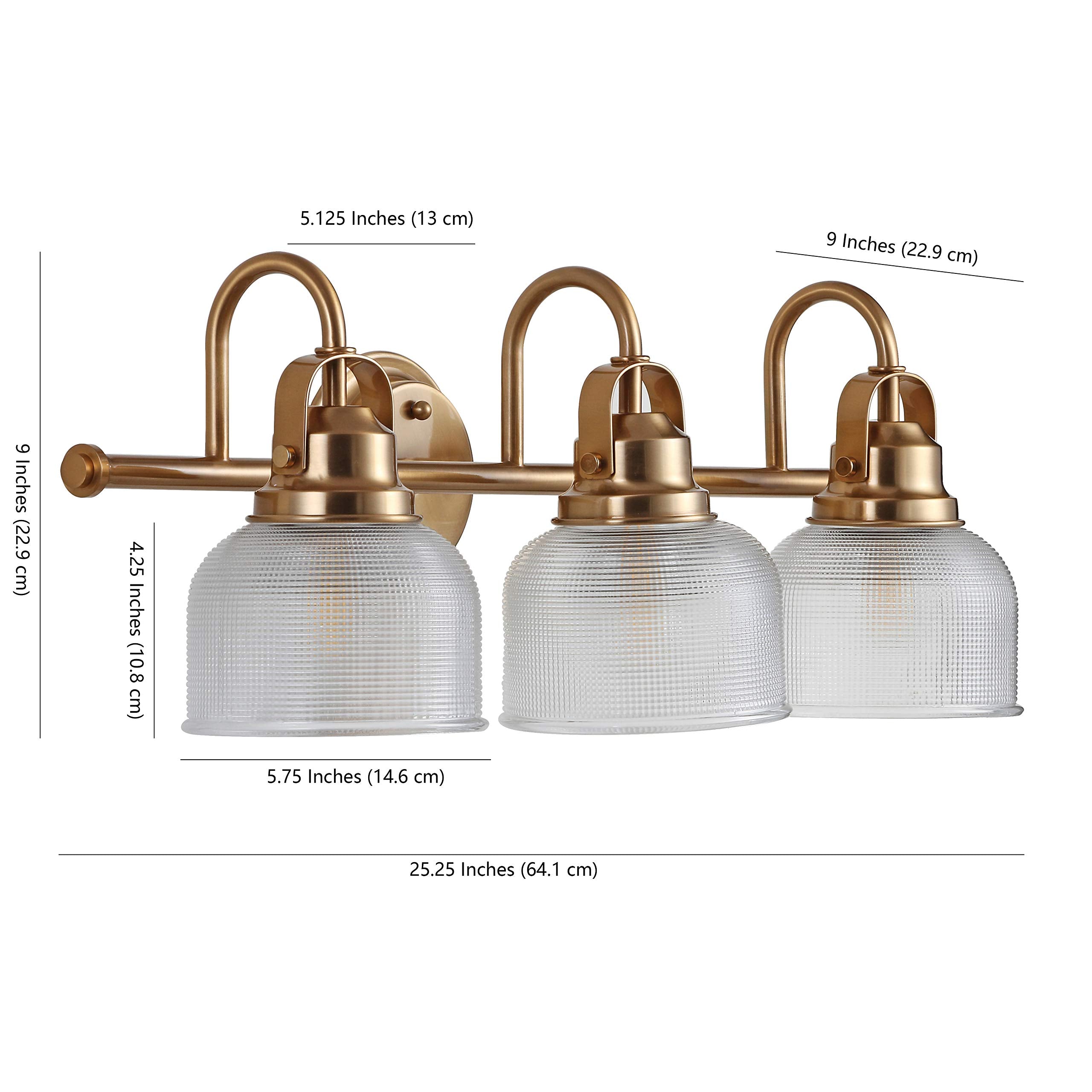 JONATHAN Y Virginia 3-Light Vanity Light Metal/Glass Brass Gold JYL7409B