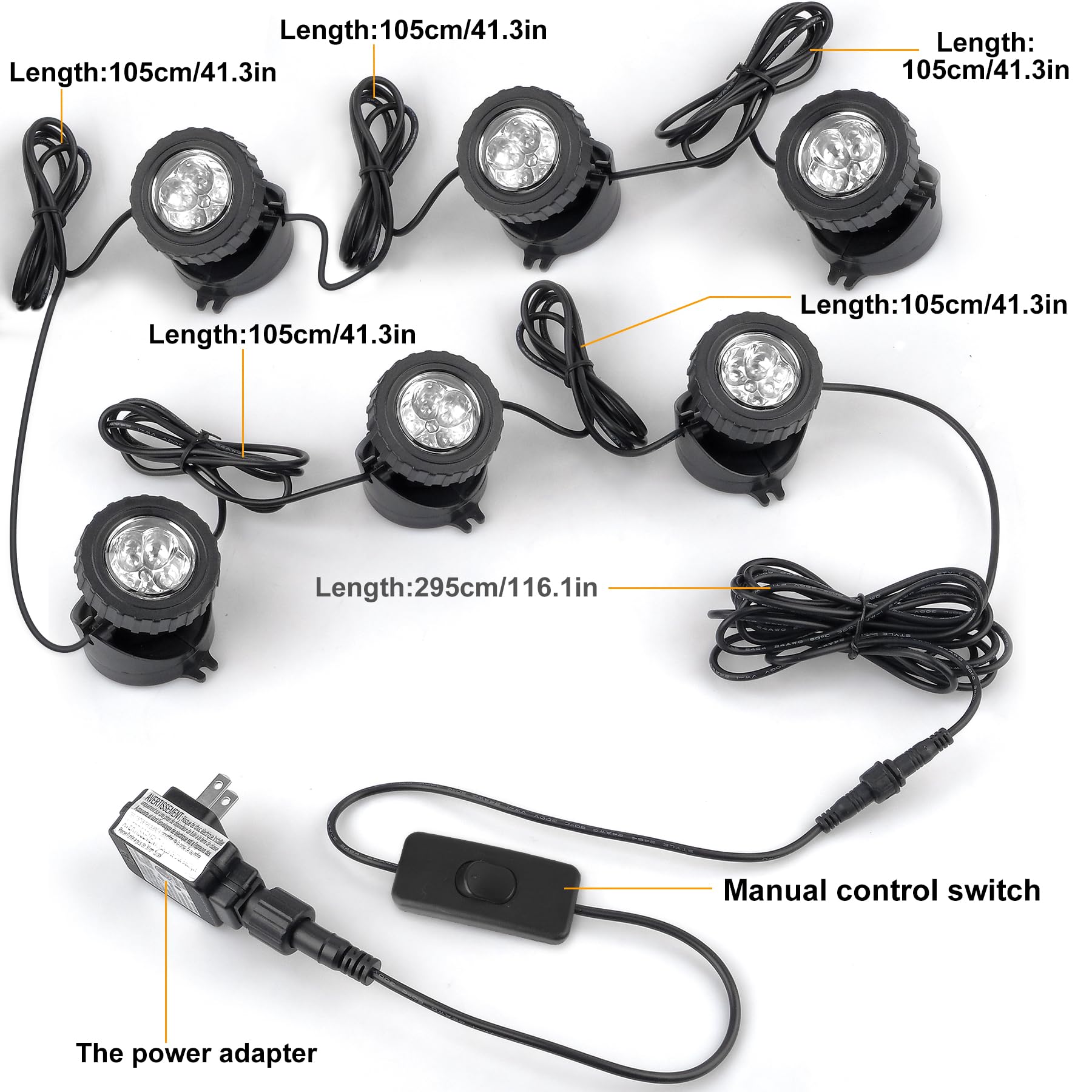 Crepow Ip68 Waterproof Green Led Pond Lights - Submersible Spotlights For Garden, Pool, Aquarium (6-Pack)