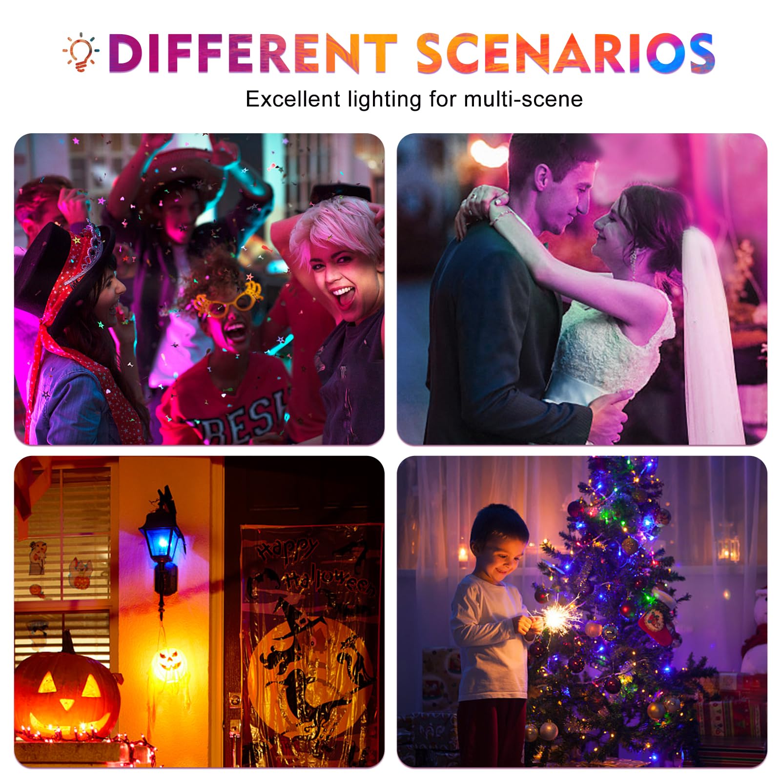 Orange Light Bulb Halloween Light Bulbs, 9W (60W Equivalent) Led Colored Light Bulb E26 Base For Christmas Halloween Home Holiday Lighting Party Wedding Bar Mood Decor